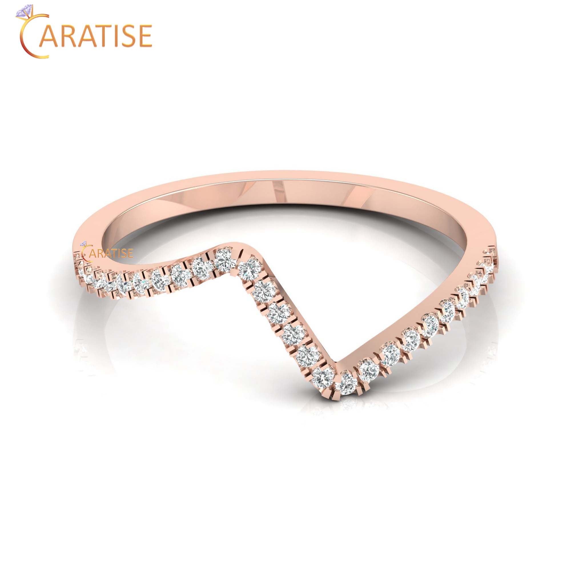 0.13 TDW Round Cut Minimalist Women's Diamond Ring