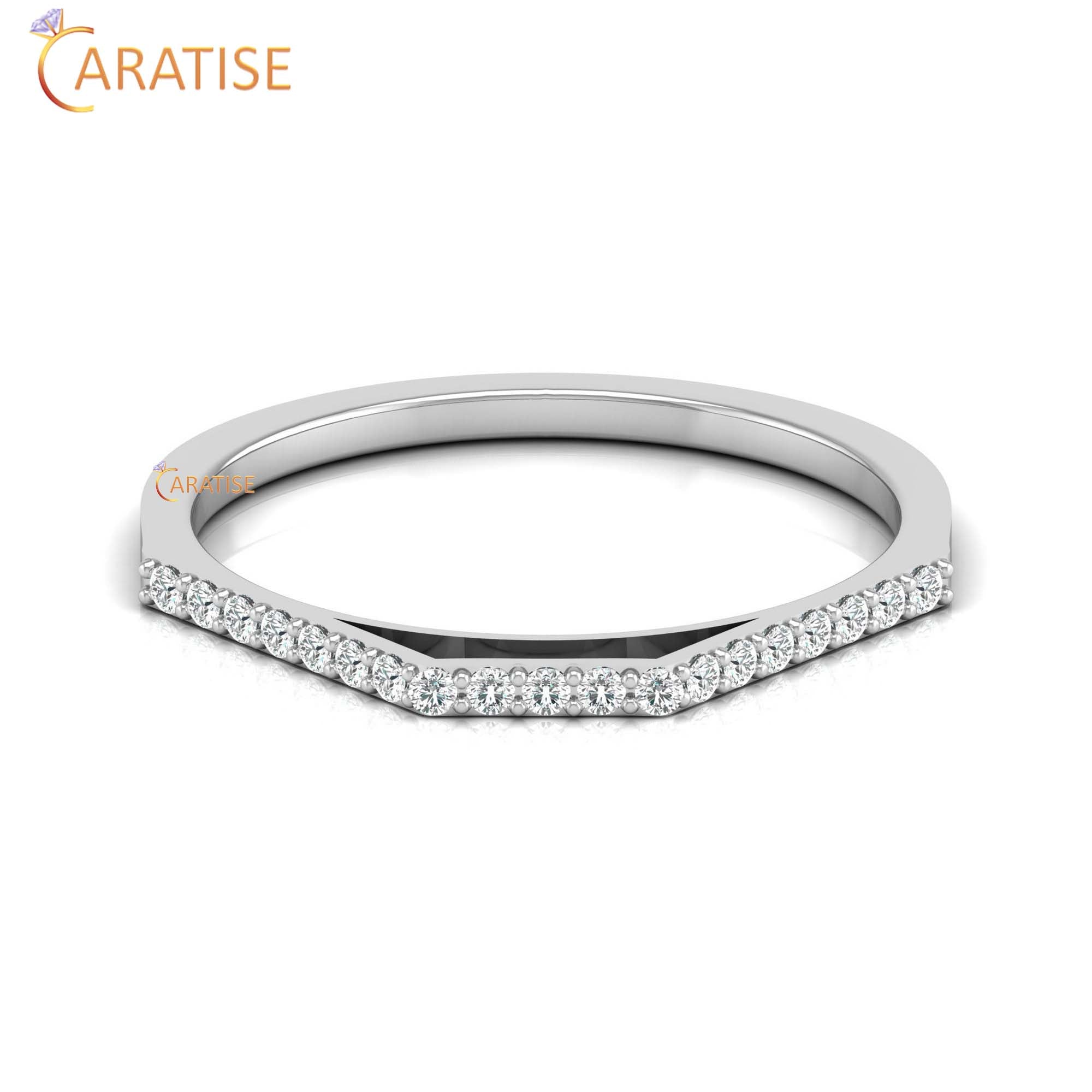 0.12 TDW Round Cut Women's Minimalist Diamond Ring