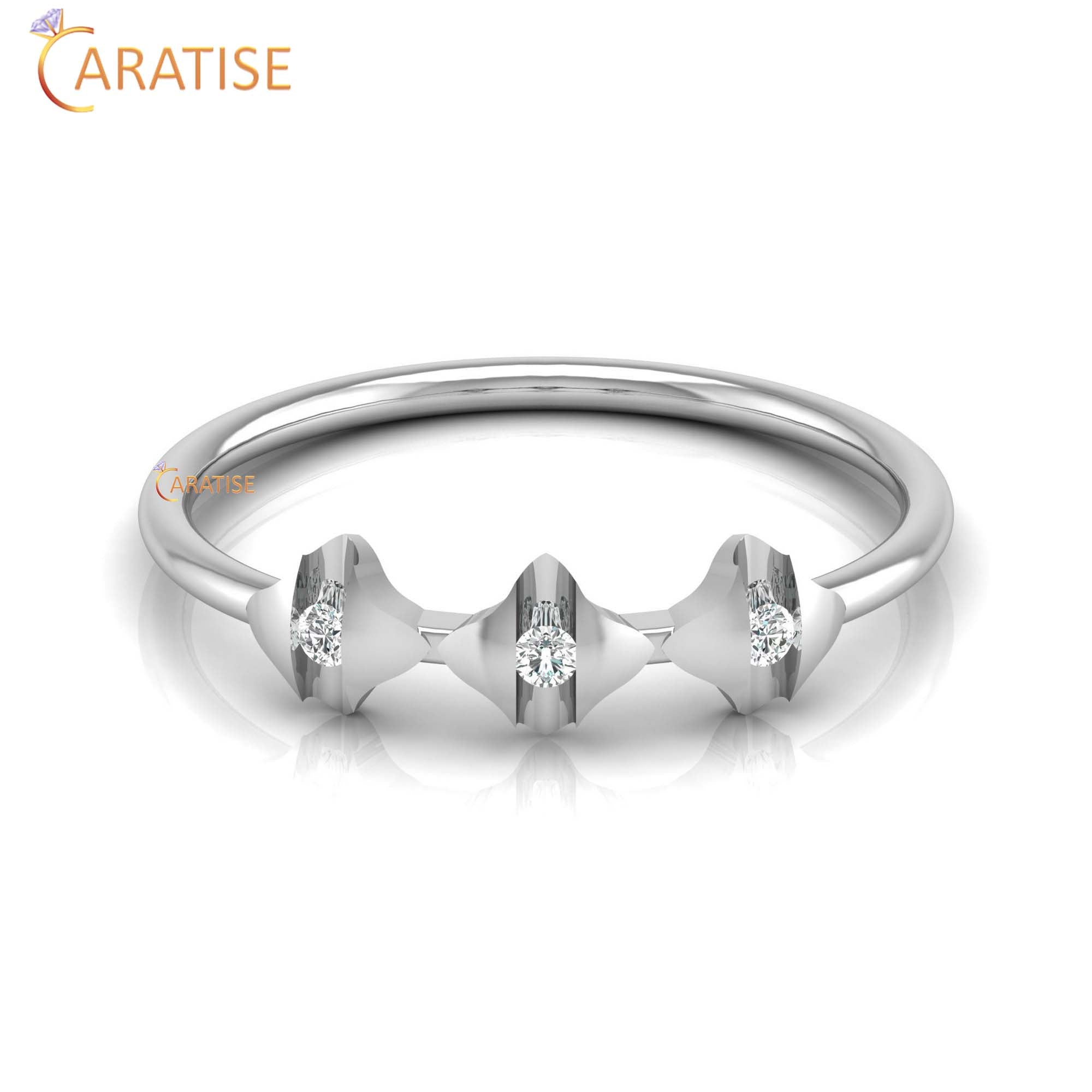 0.05 TDW Round Cut Minimalist Women's Diamond Ring