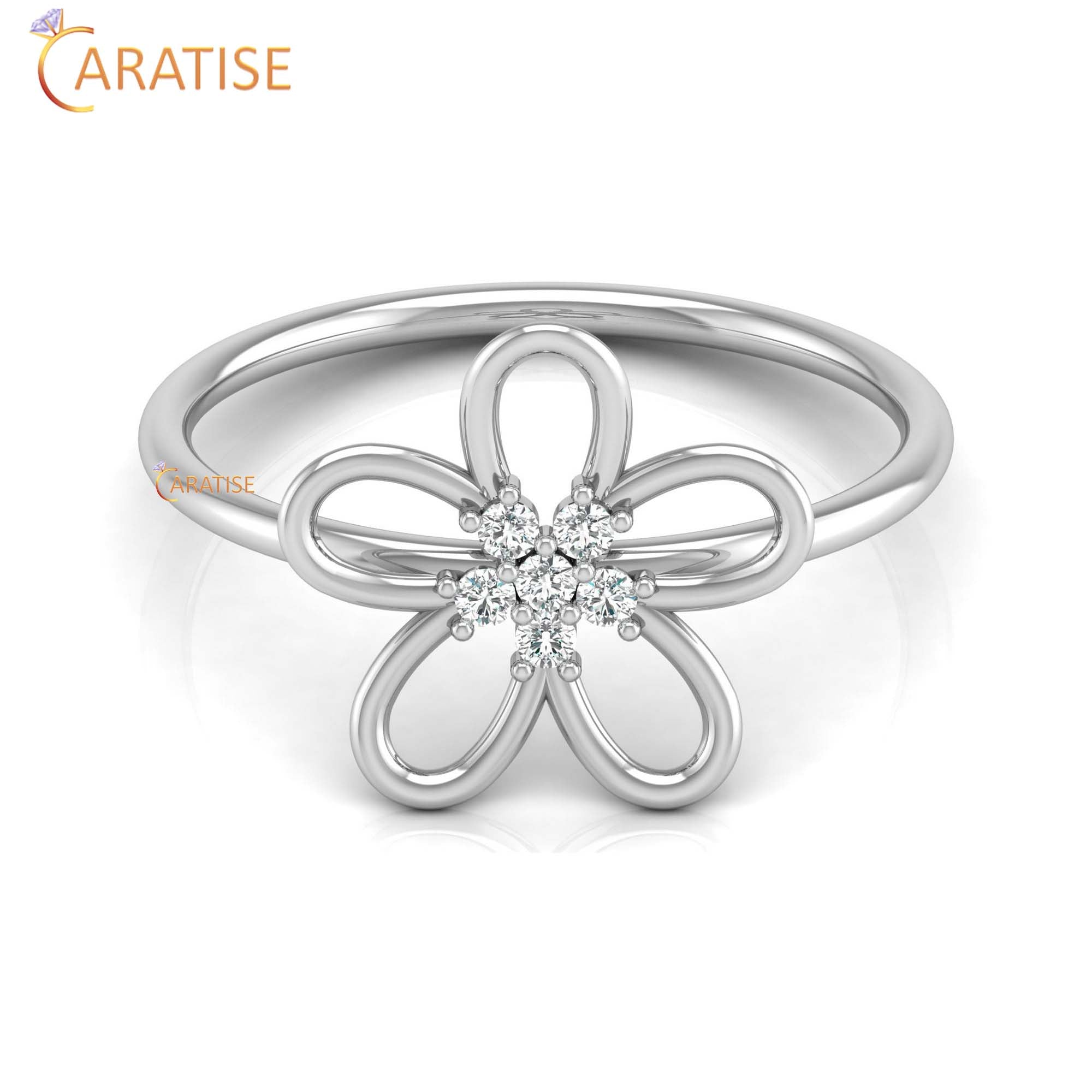 0.08 TDW Round Cut Minimalist Women's Diamond Ring