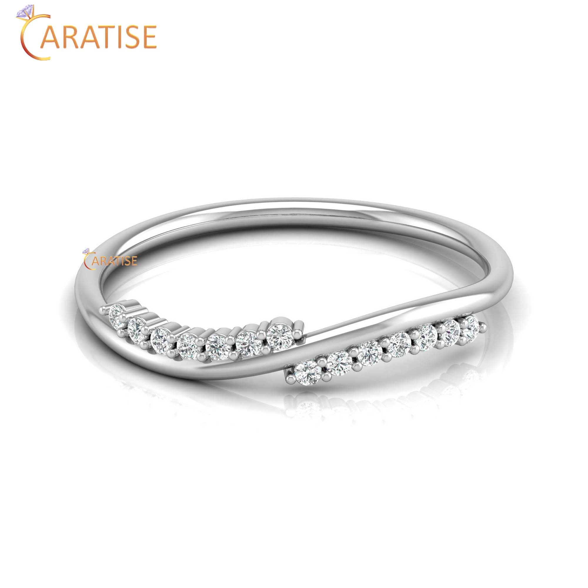 0.09 TDW Round Cut Minimalist Women's Diamond Ring
