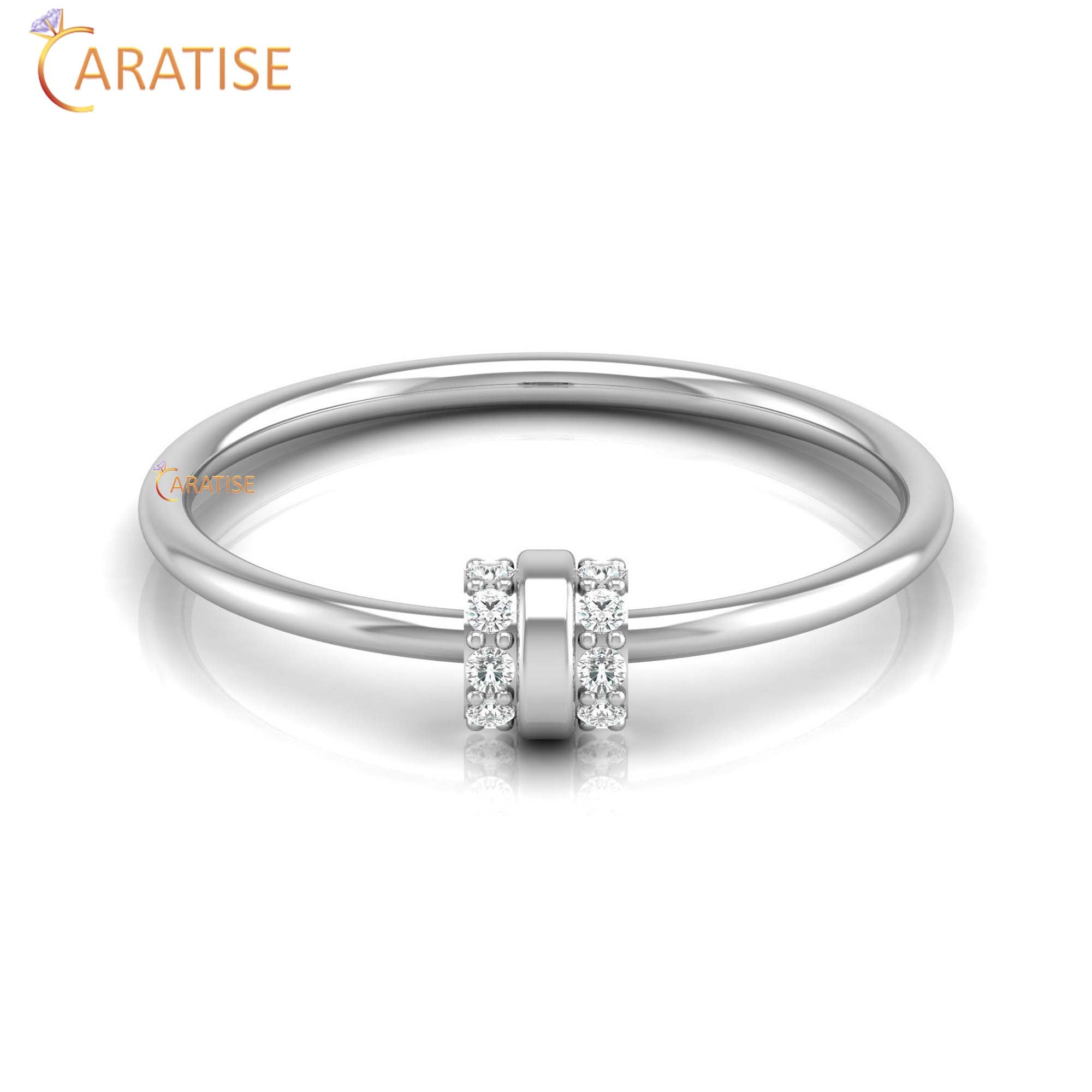 0.07 TDW Round Cut Women's Minimalist Diamond Ring