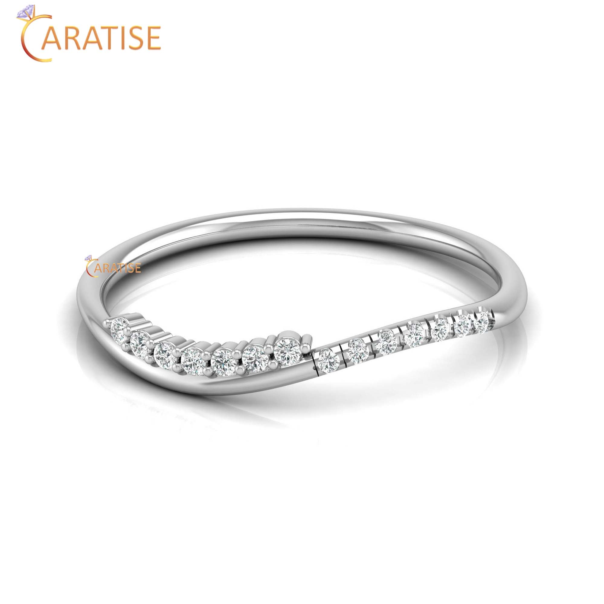 0.07 TDW Round Cut Minimalist Women's Diamond Ring