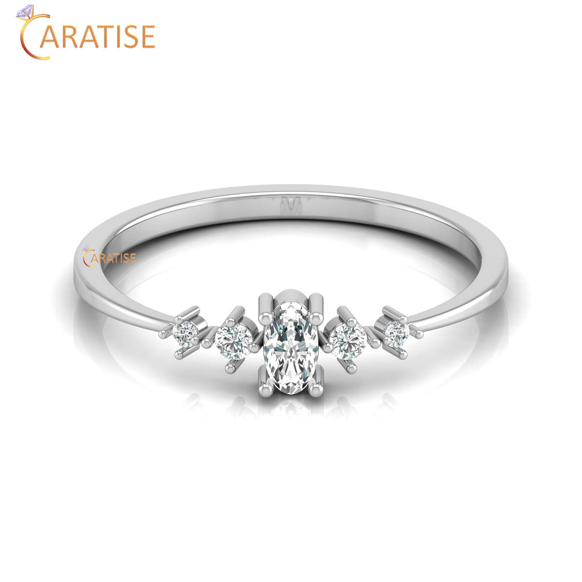 0.17 TDW Round & Oval Cut women's Minimalist Diamond Ring