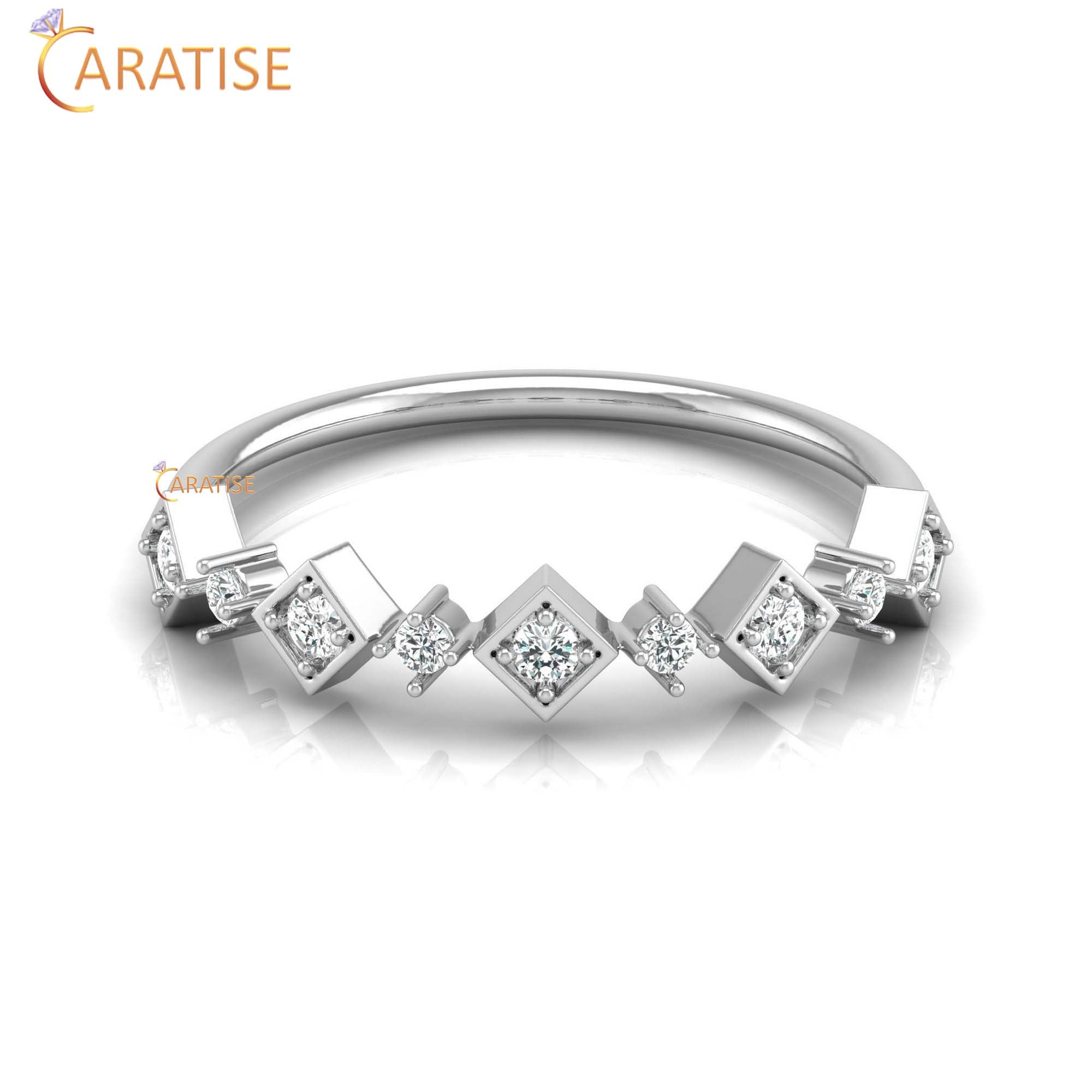 0.14 TDW Round Cut Minimalist Women's Diamond Ring