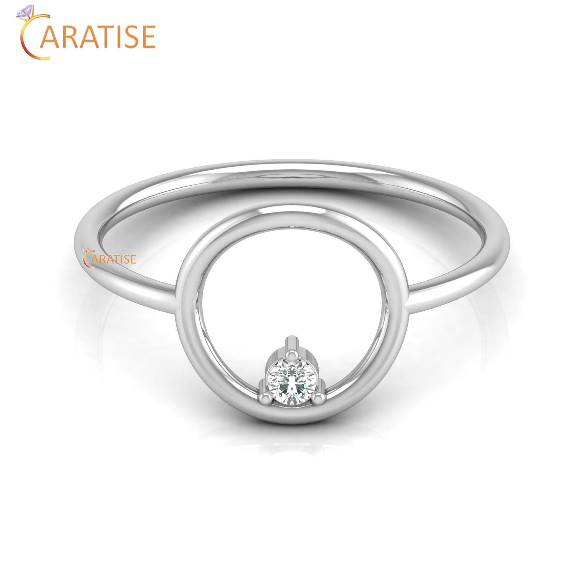0.04 TDW Round Cut Women's Minimalist Diamond Ring