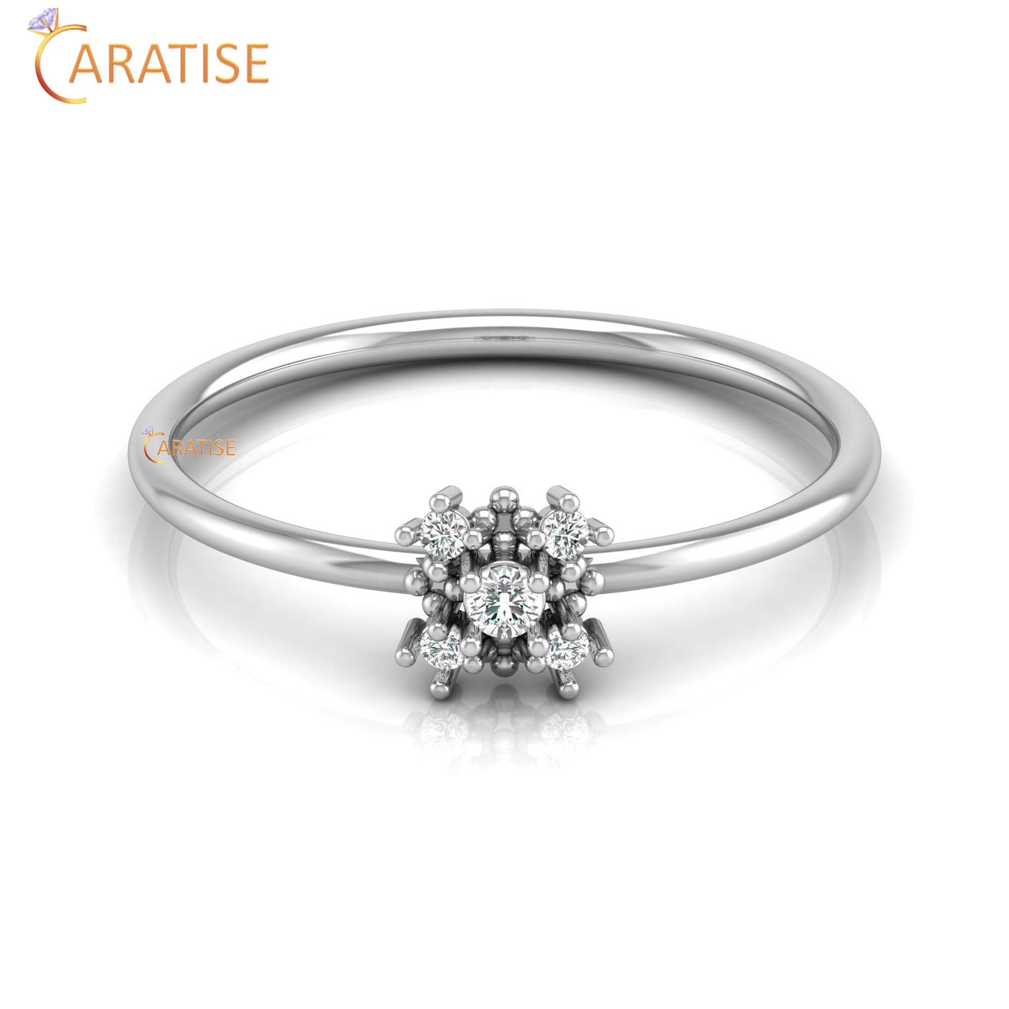 0.06 TDW Round Cut Women's Minimalist Diamond Ring