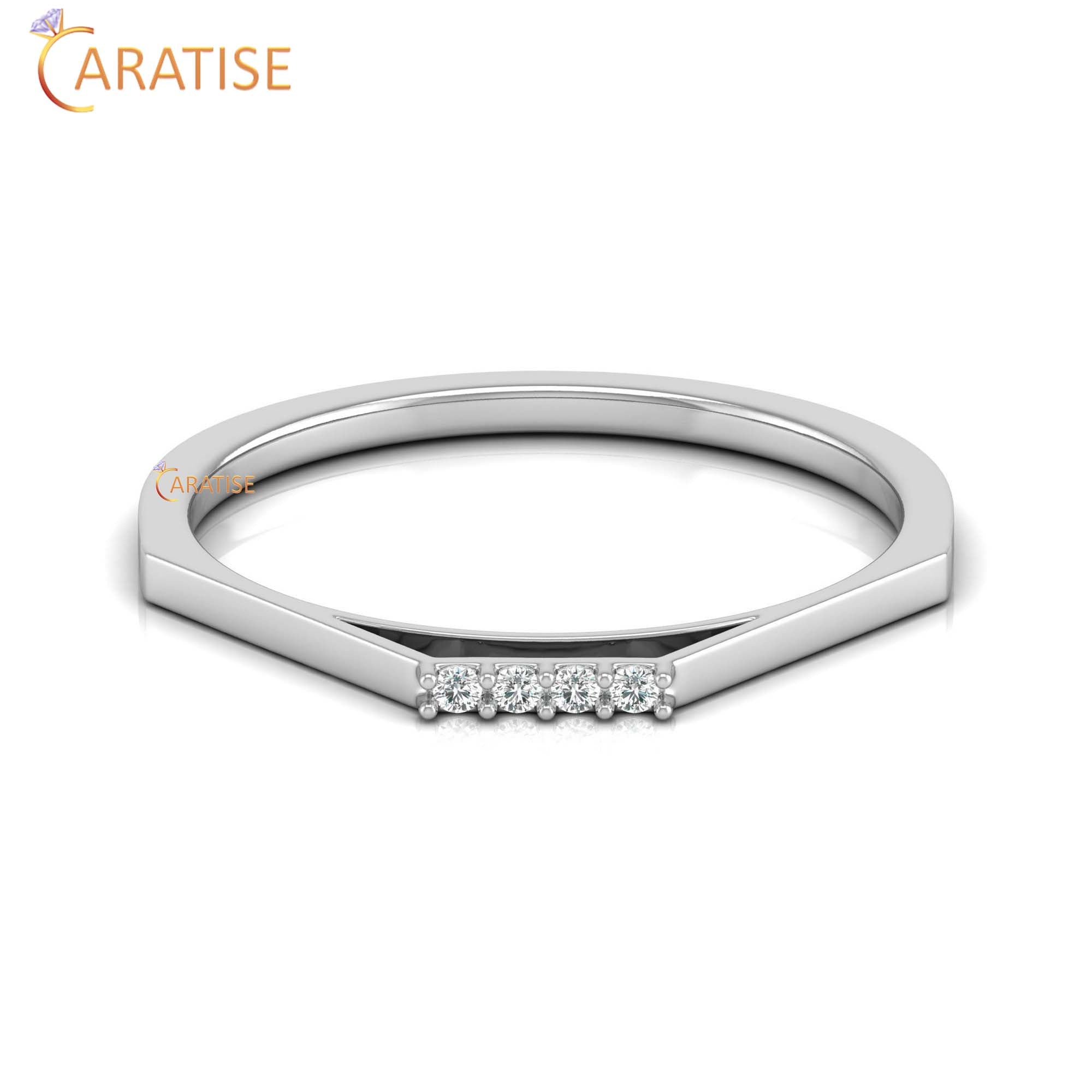 0.03 TDW Round Cut Women's Minimalist Diamond Ring