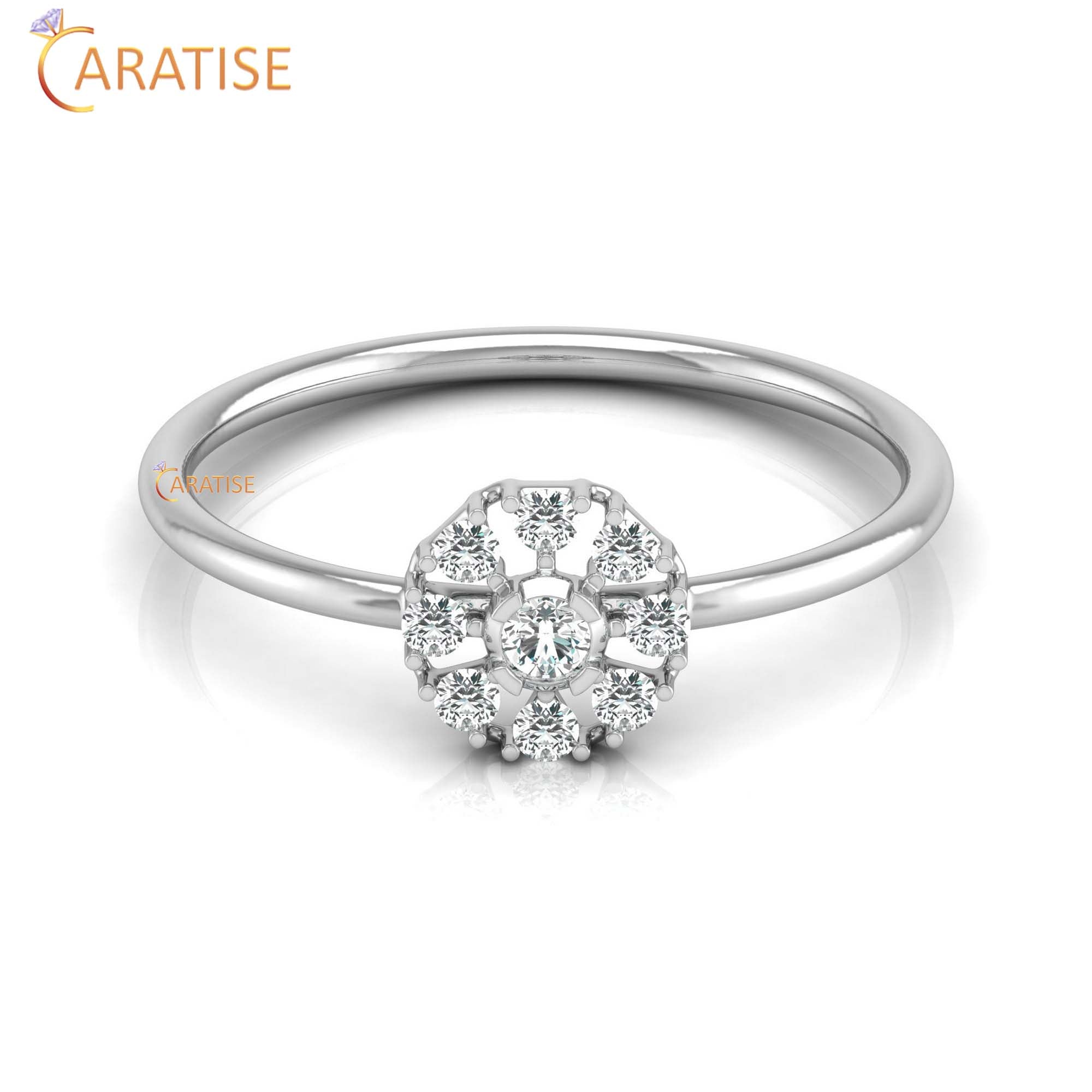0.18 TDW Round Cut Minimalist Women's Diamond Ring