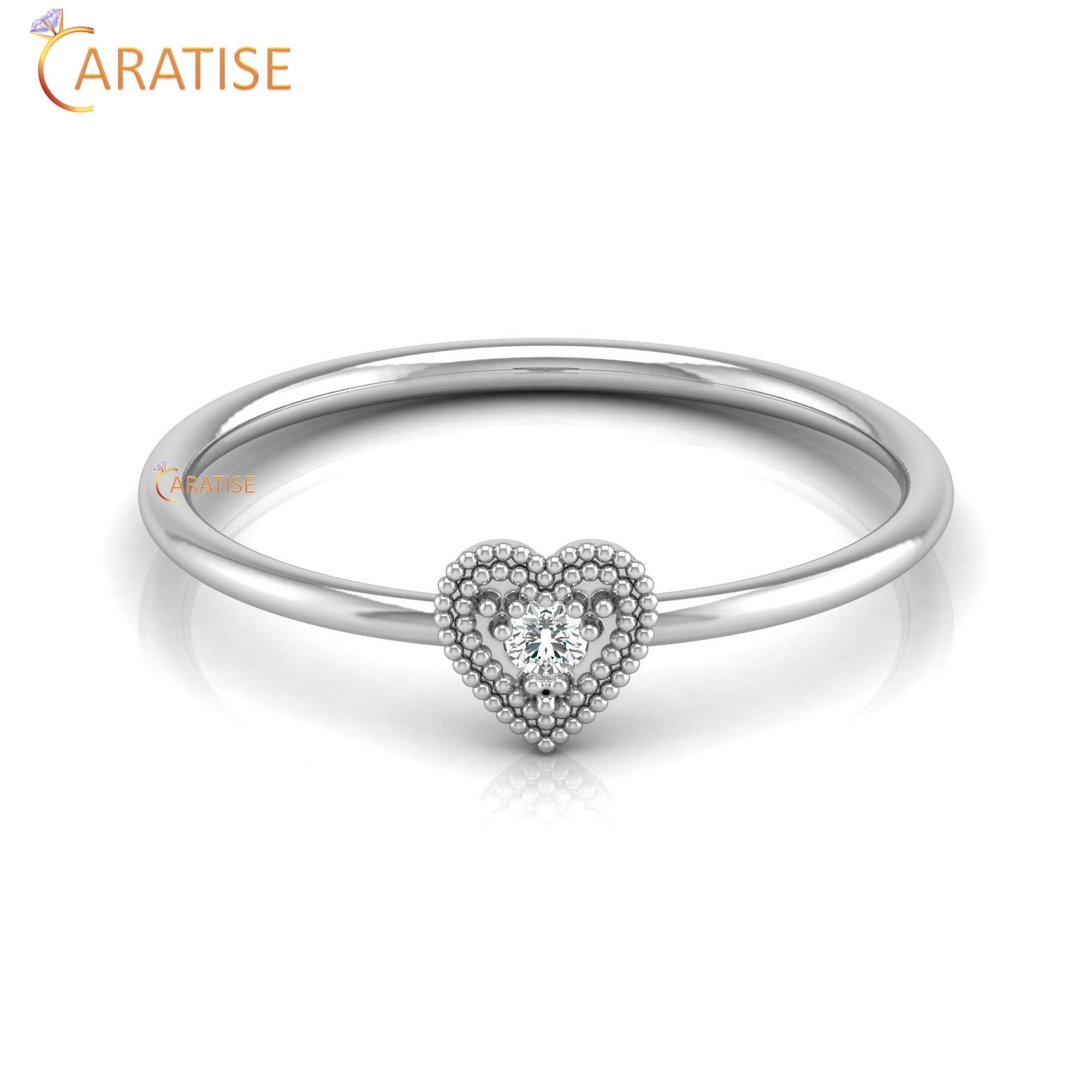 0.03 TDW Round Cut Minimalist Women's Diamond Ring