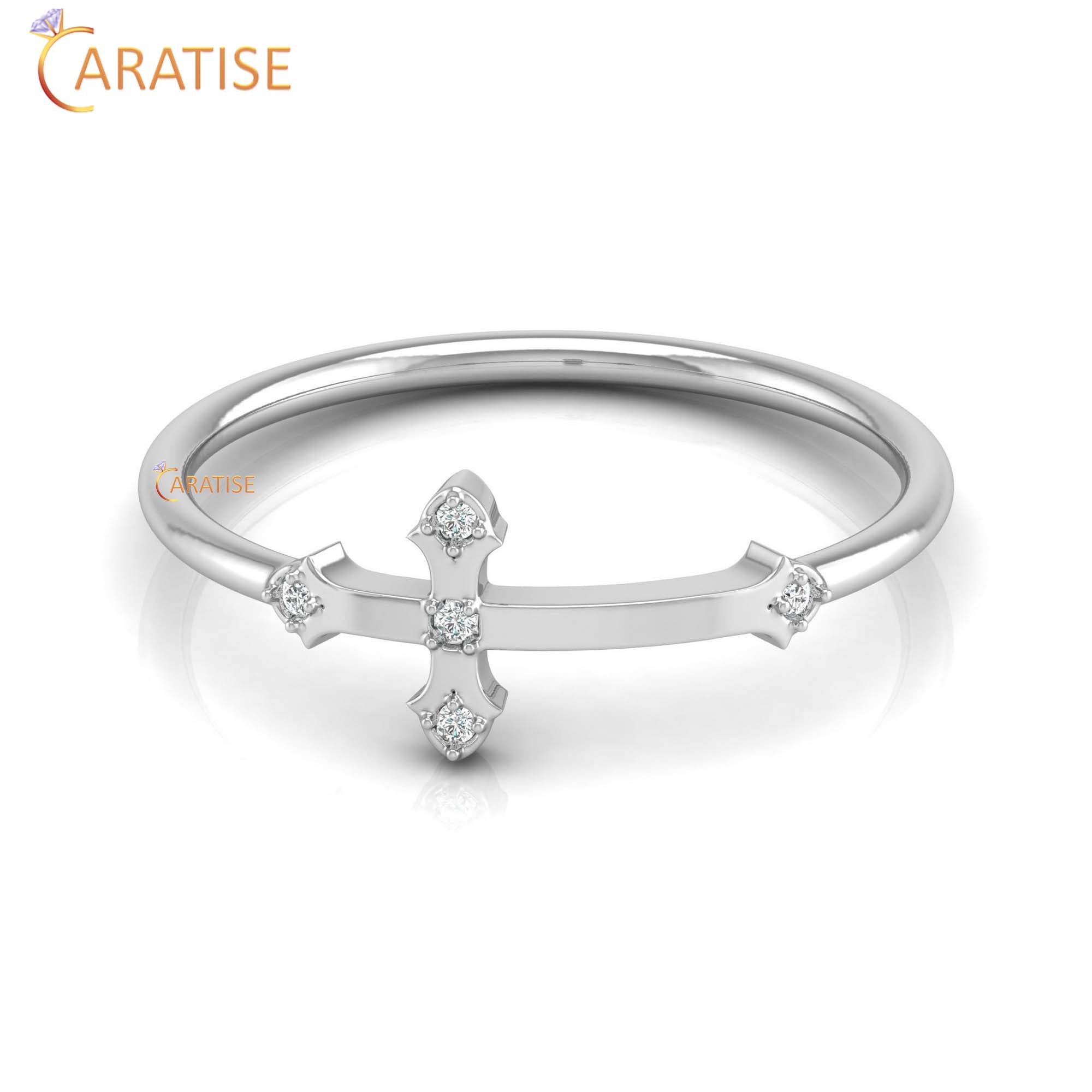 0.02 TDW Round Cut Minimalist Women's Diamond Ring