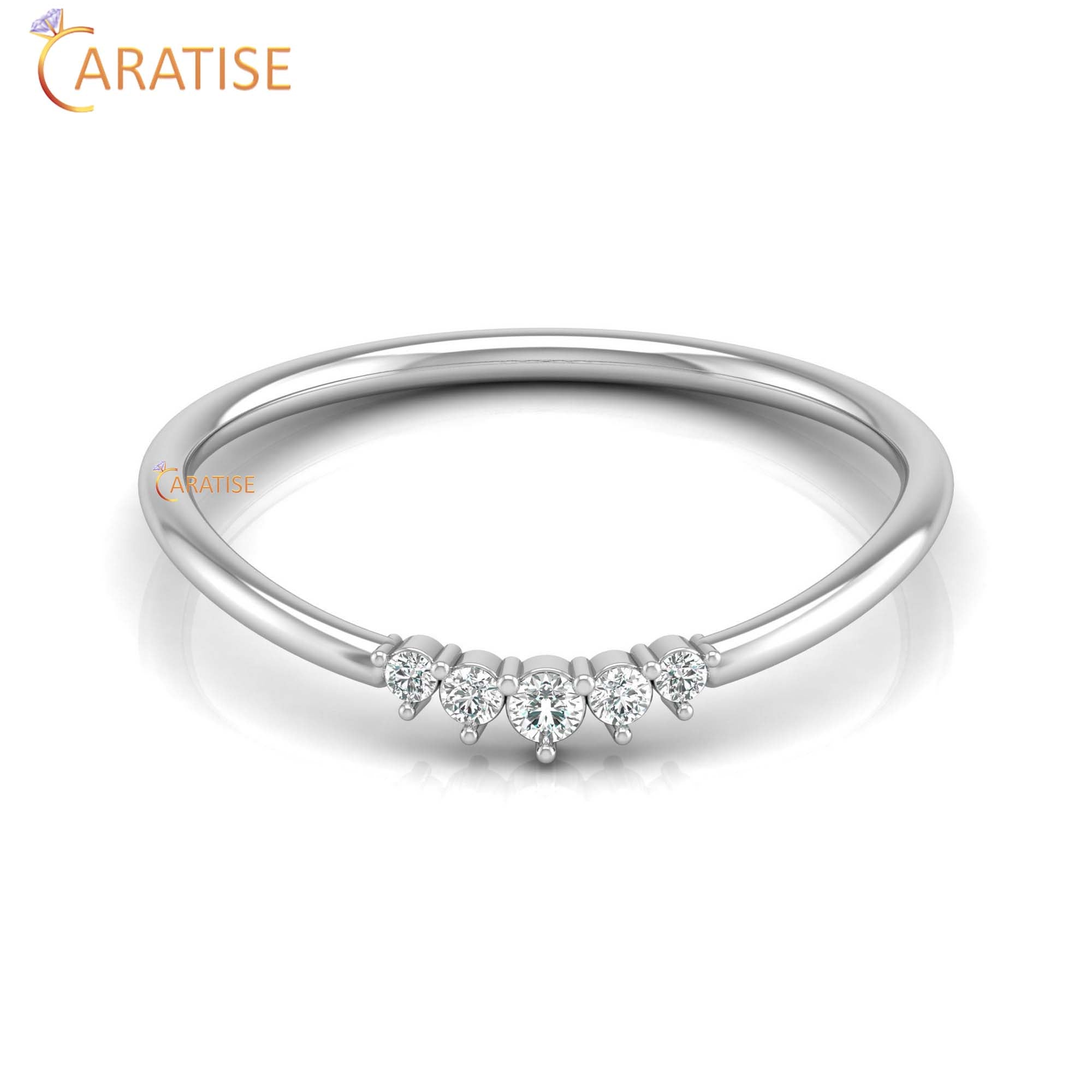 0.06 TDW Round Cut Women's Minimalist Diamond Ring