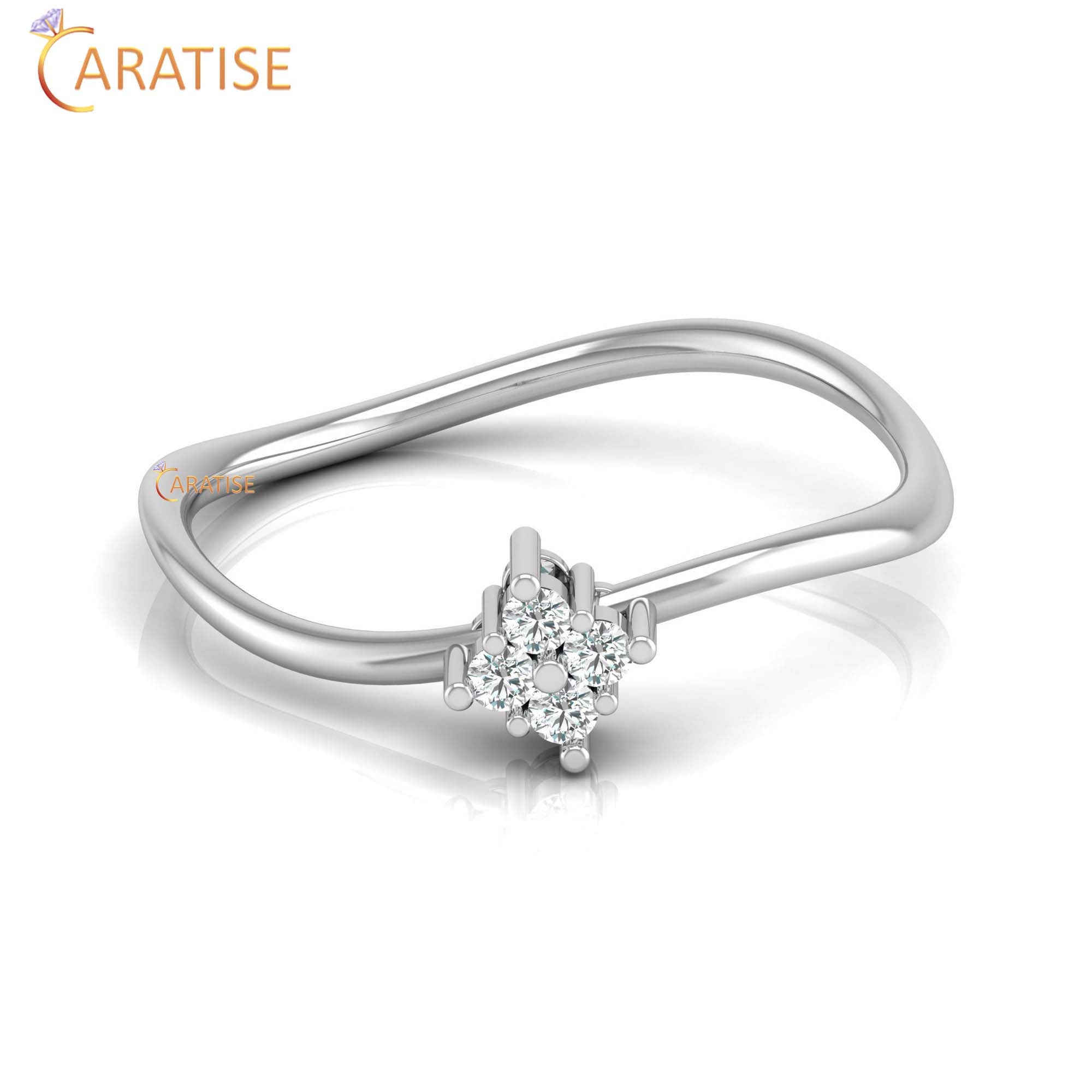 0.07 TDW Round Cut Minimalist Women's Diamond Ring