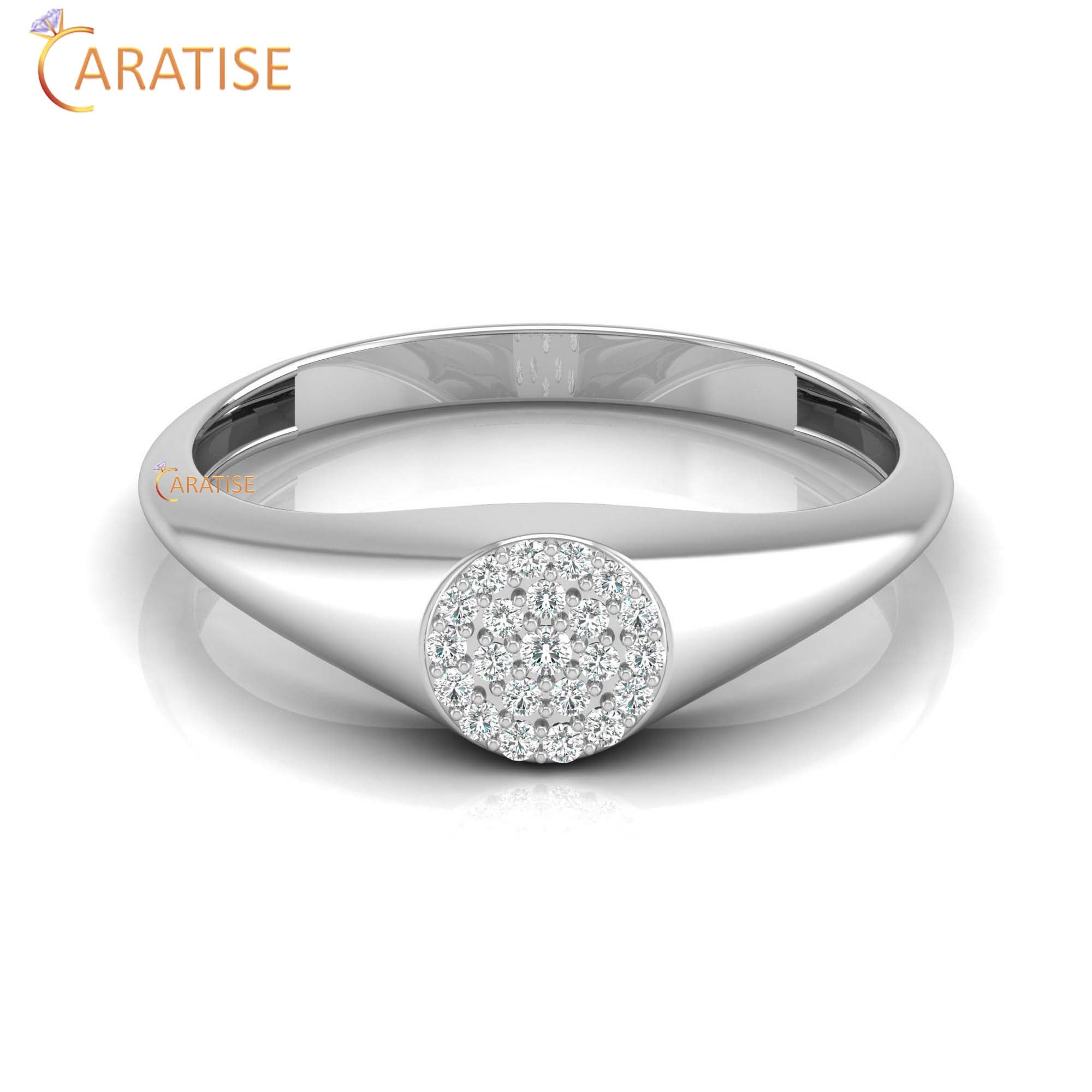 0.088 TDW Round Cut Women's Minimalist Diamond Ring