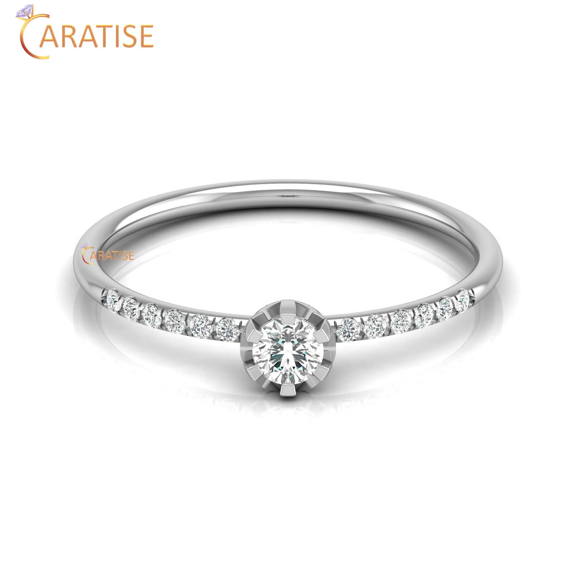 0.19 TDW Round Cut Minimalist Women's Diamond Ring