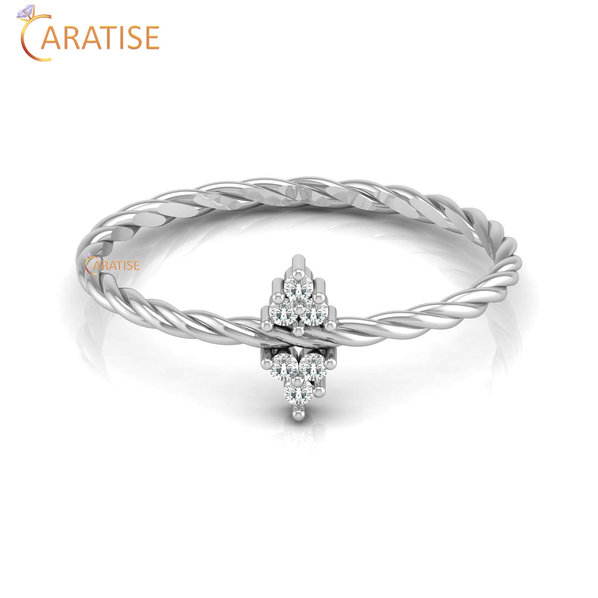 0.05 TDW Round Cut Minimalist Women's Diamond Ring