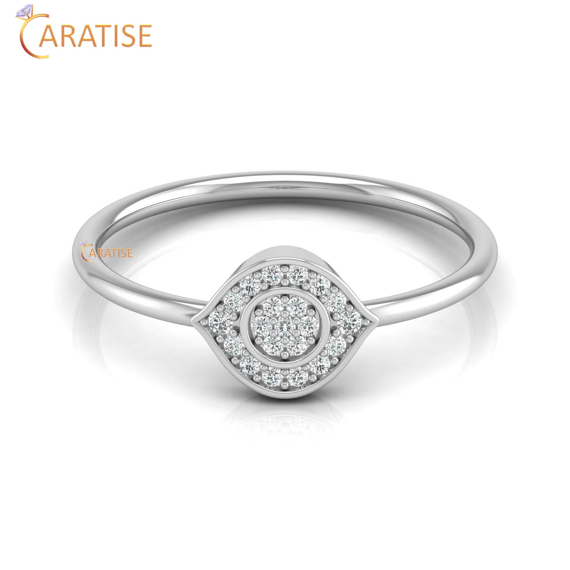0.08 TDW Round Cut Women's Minimalist Diamond Ring