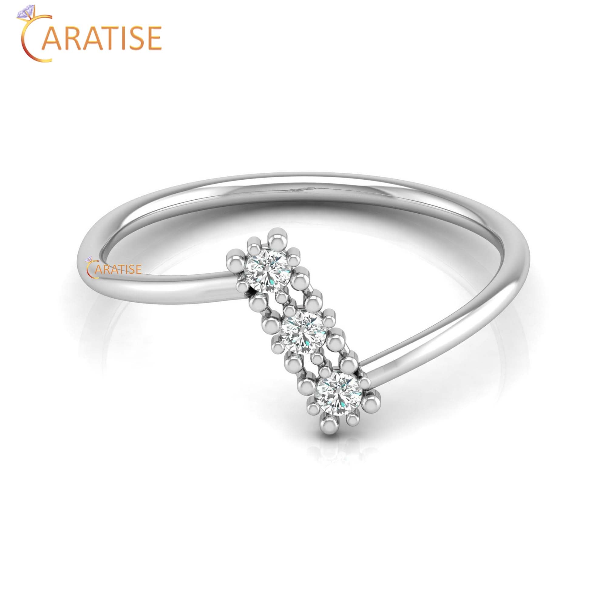 0.09 TDW Round Cut Women's Minimalist Diamond Ring