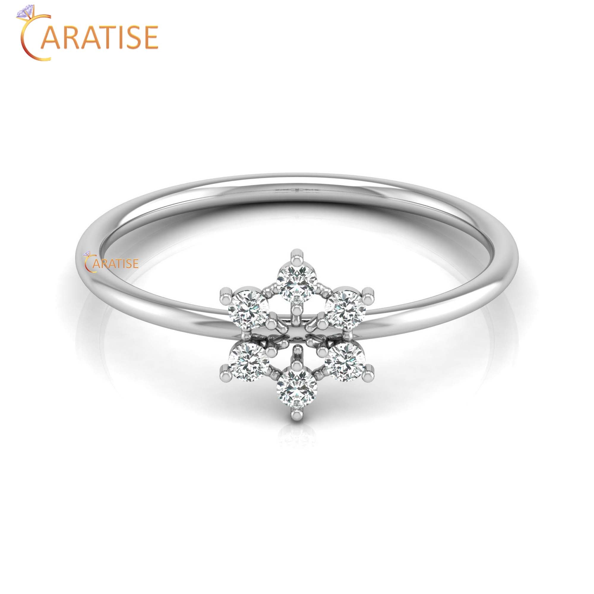 0.16 TDW Round Cut Women's Minimalist Diamond Ring