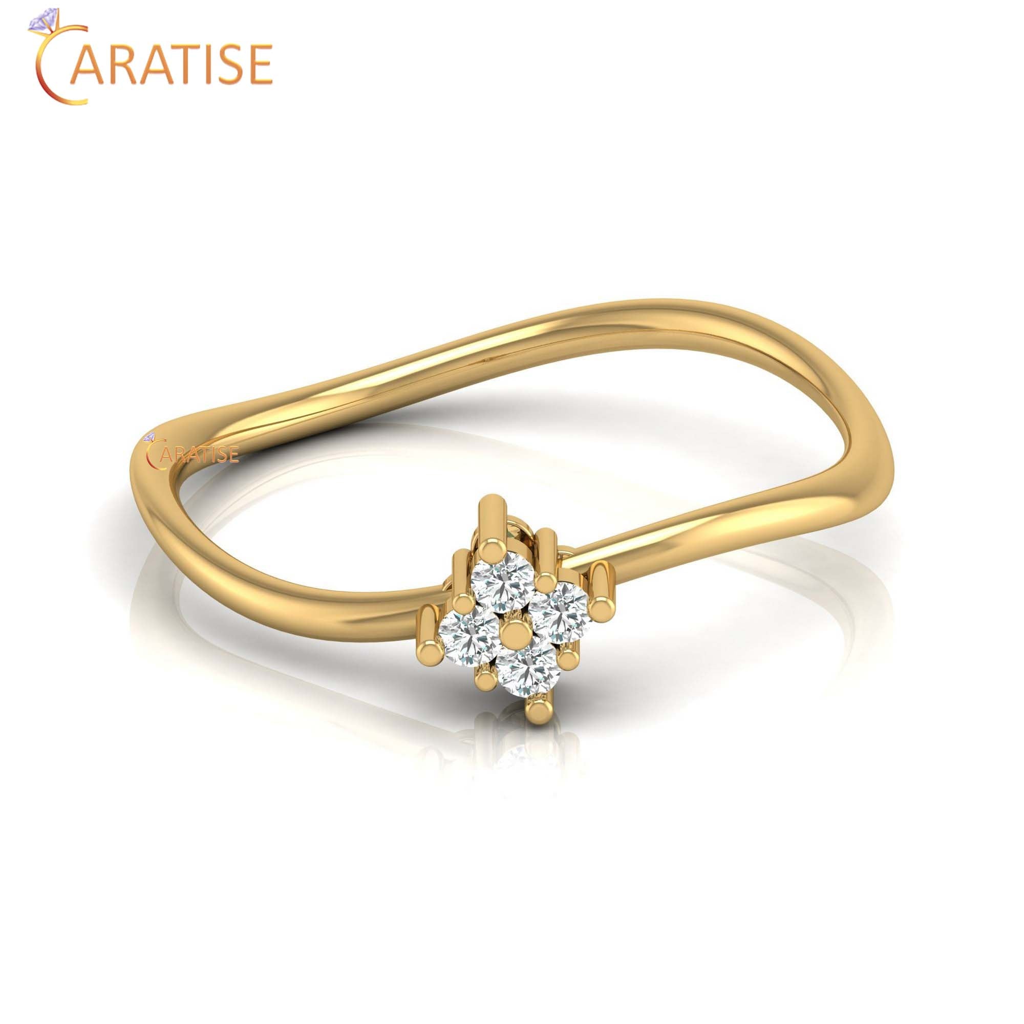0.07 TDW Round Cut Minimalist Women's Diamond Ring