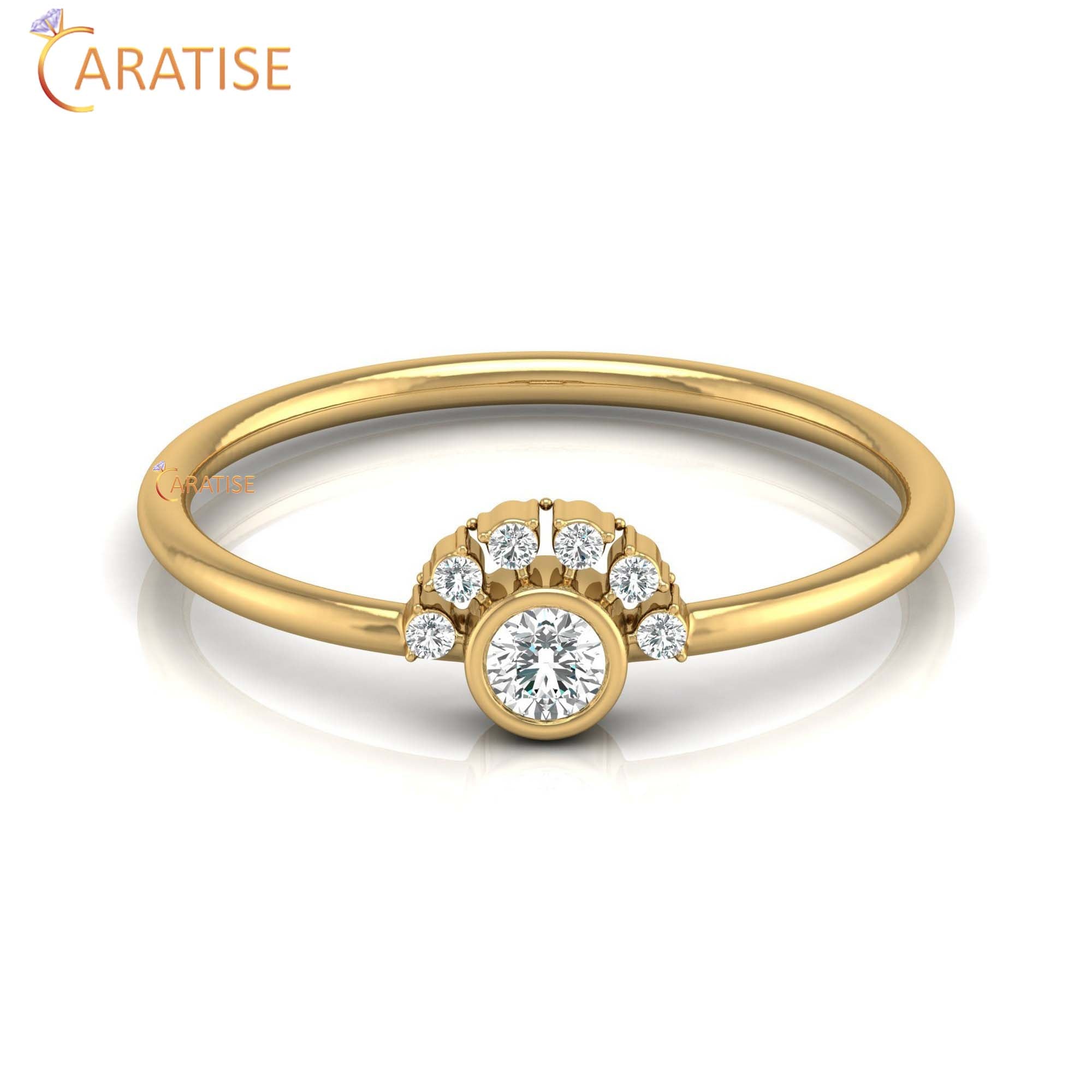 0.13 TDW Round Cut Women's Minimalist Diamond Ring