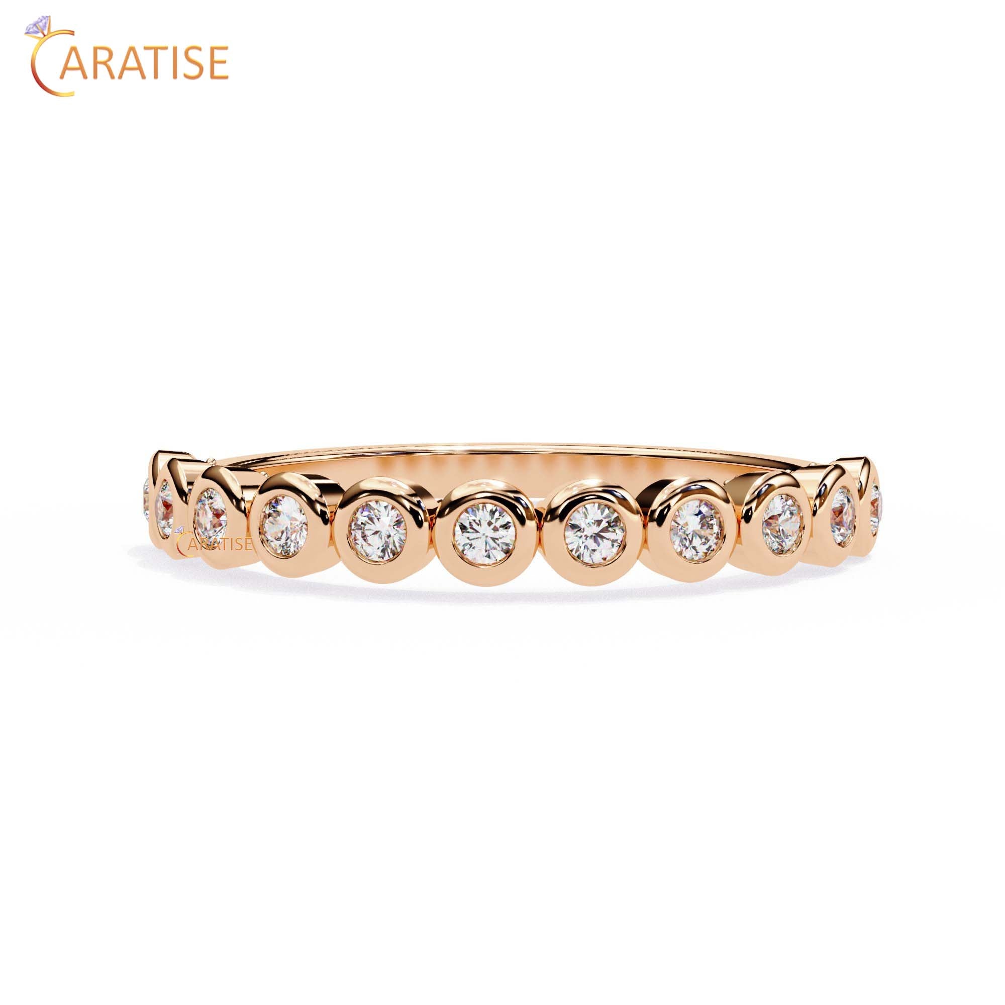 0.17 TDW Round Cut Diamond Minimalist Women's Ring