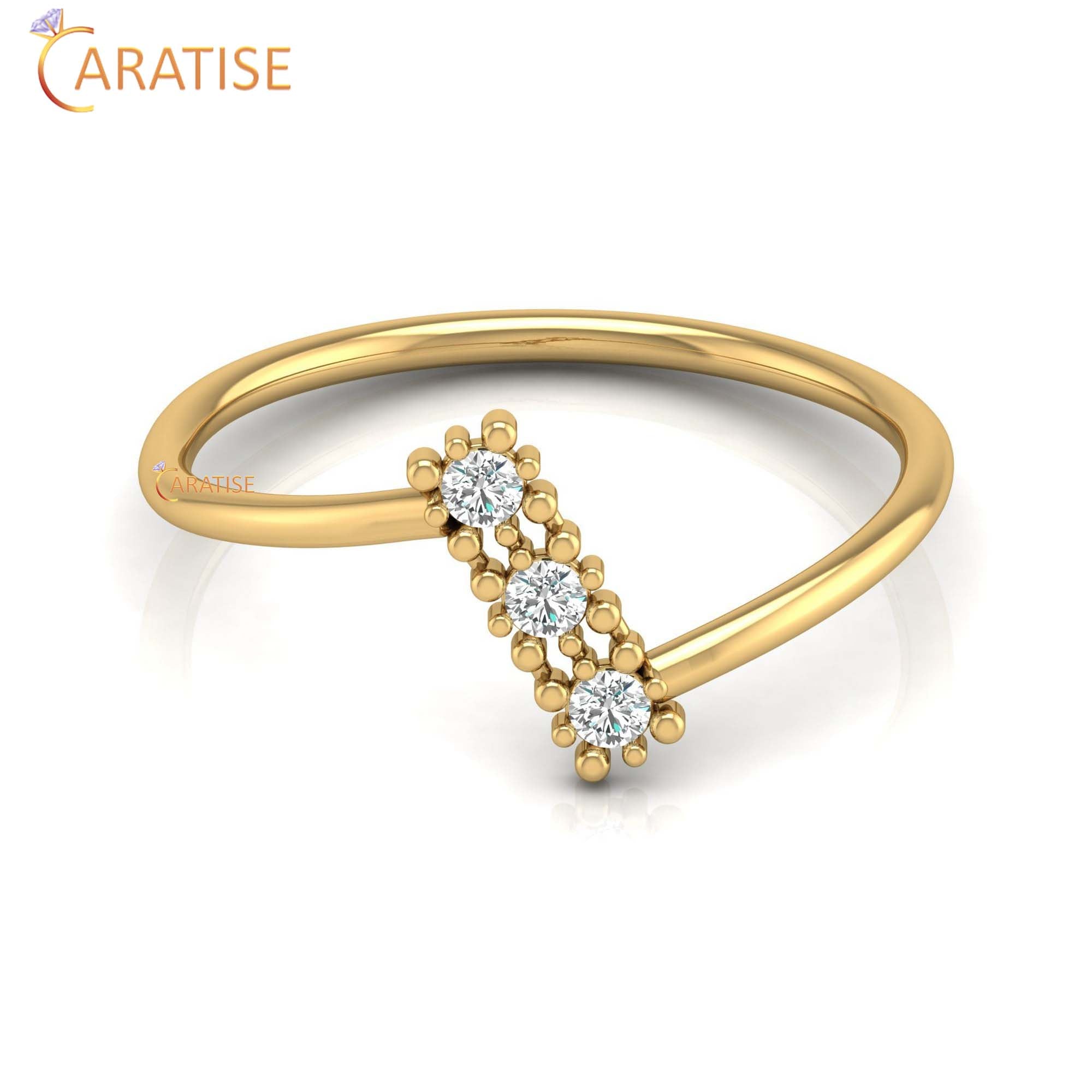 0.09 TDW Round Cut Women's Minimalist Diamond Ring