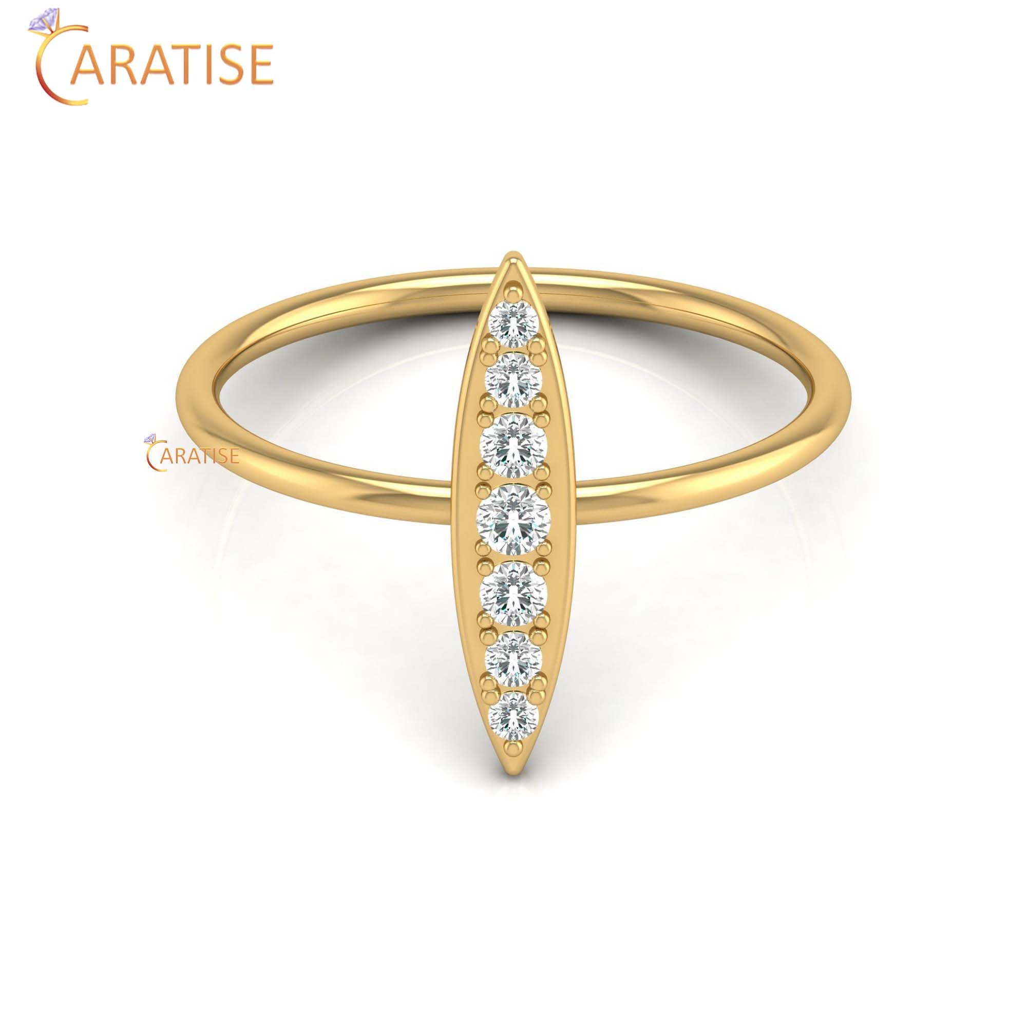 0.16 TDW Round Cut Women's Minimalist Diamond Ring