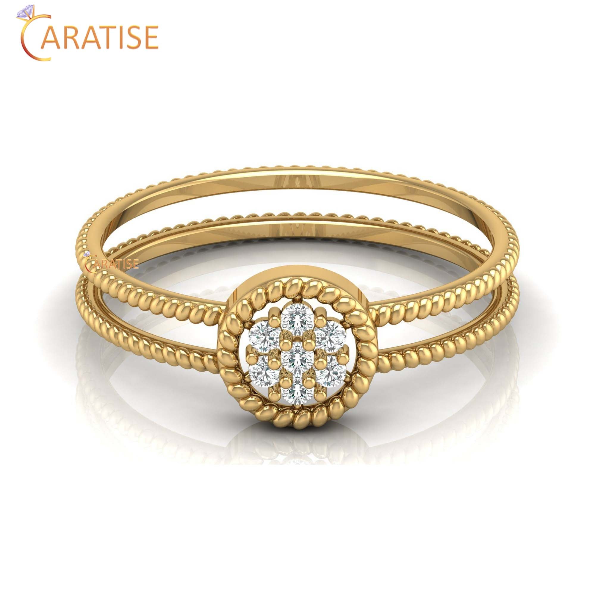 0.09 TDW Round Cut Minimalist Women's Diamond Ring