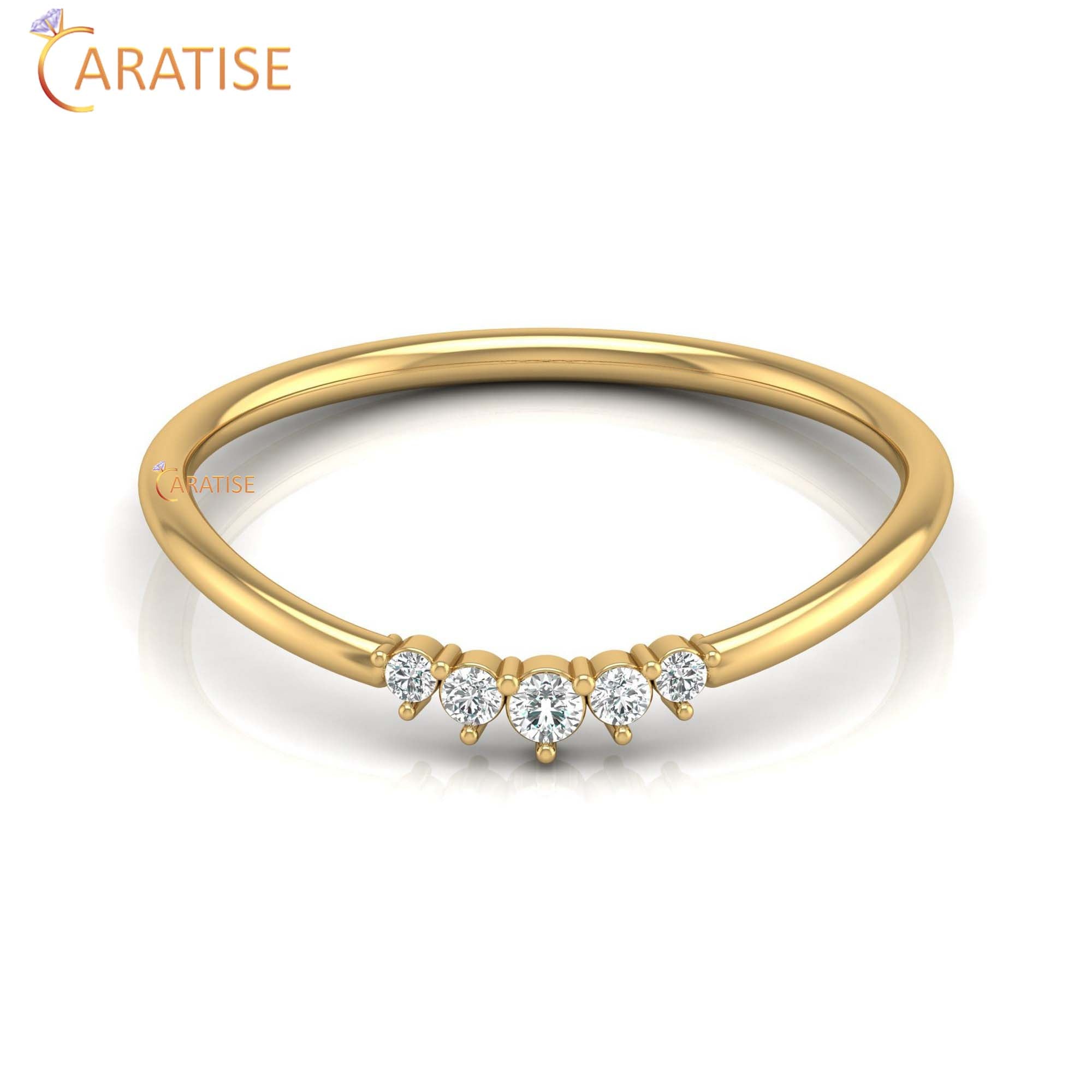 0.06 TDW Round Cut Women's Minimalist Diamond Ring