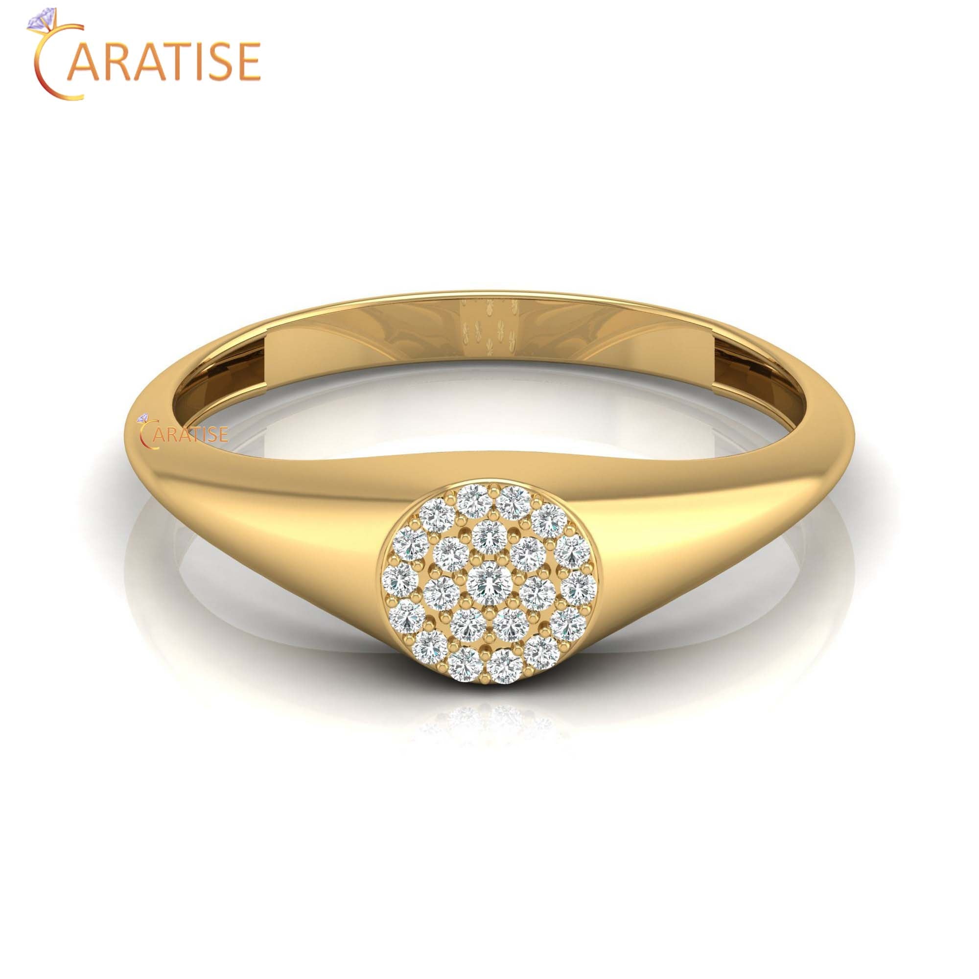 0.088 TDW Round Cut Women's Minimalist Diamond Ring