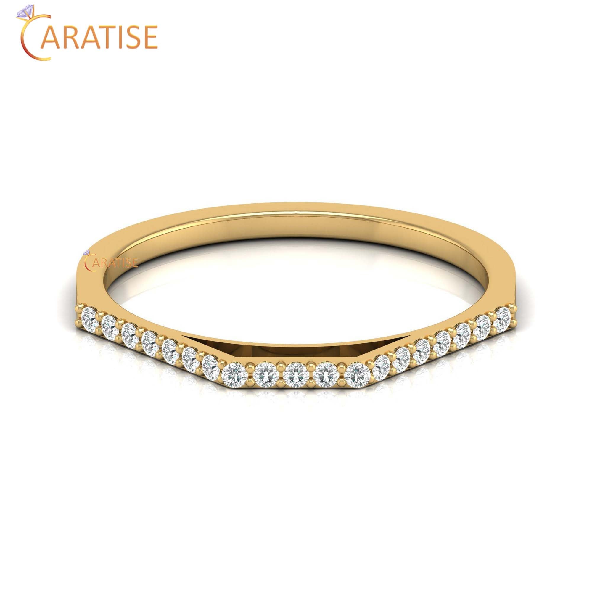 0.12 TDW Round Cut Women's Minimalist Diamond Ring