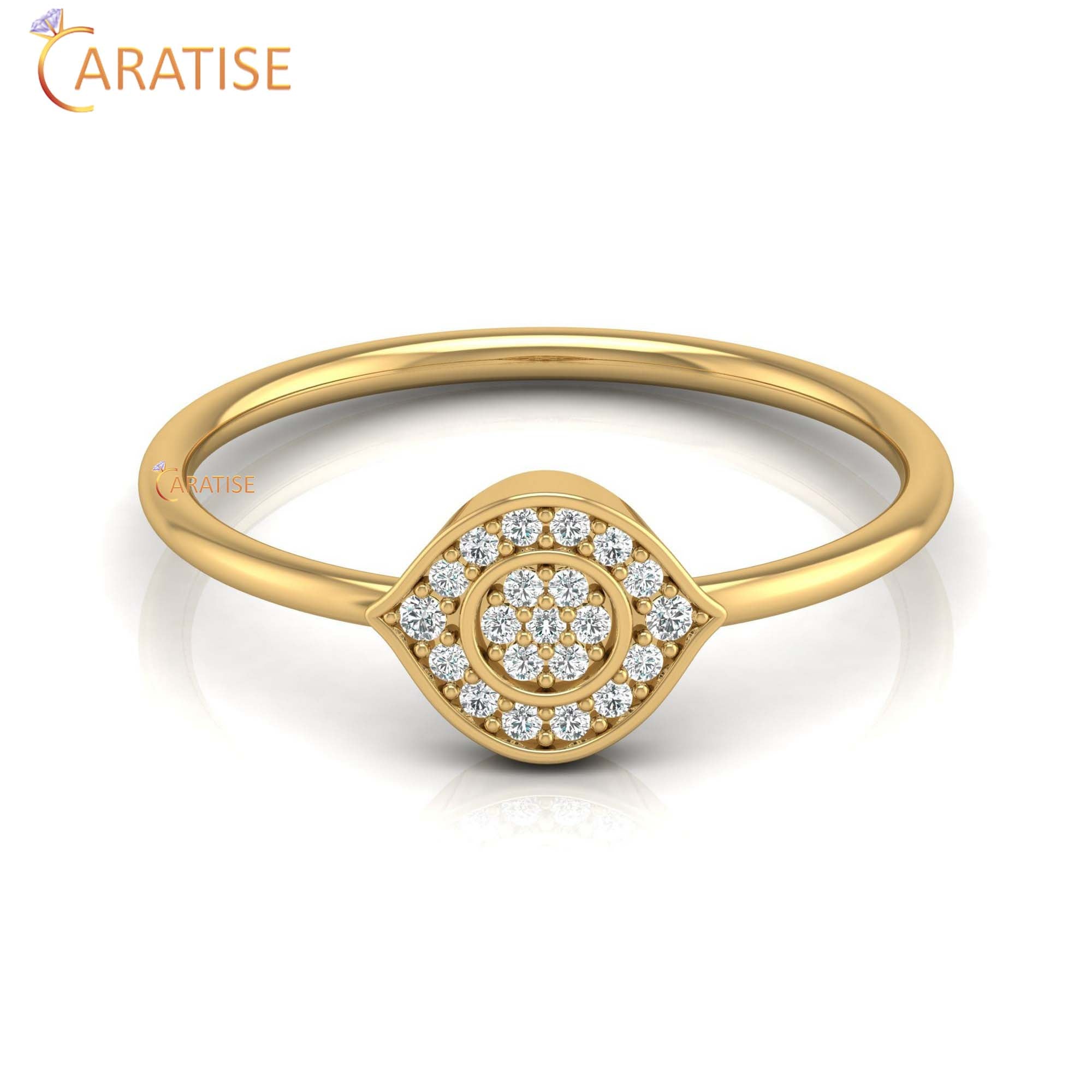 0.08 TDW Round Cut Women's Minimalist Diamond Ring