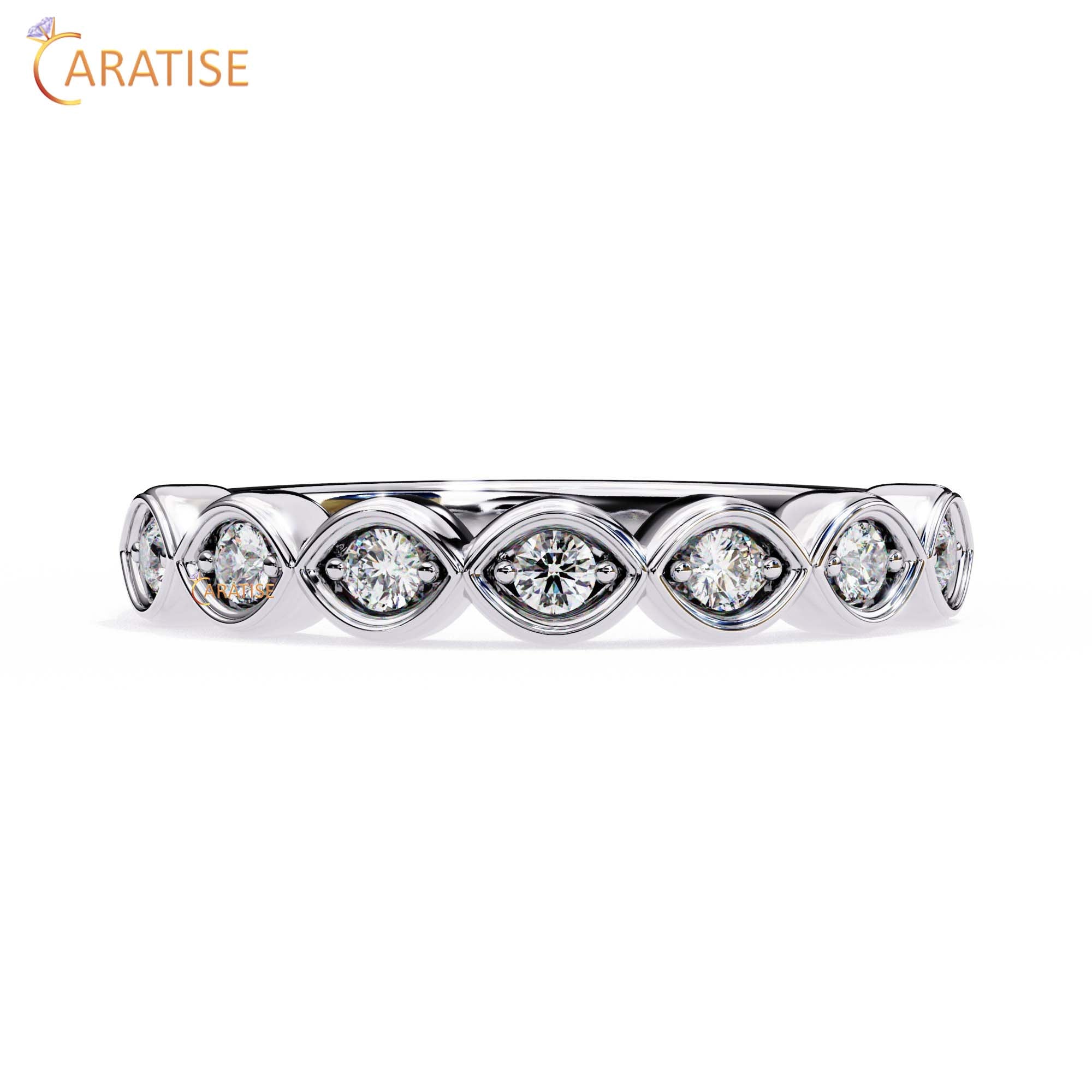0.21 TDW Round Cut Diamond Minimalist Women's Ring