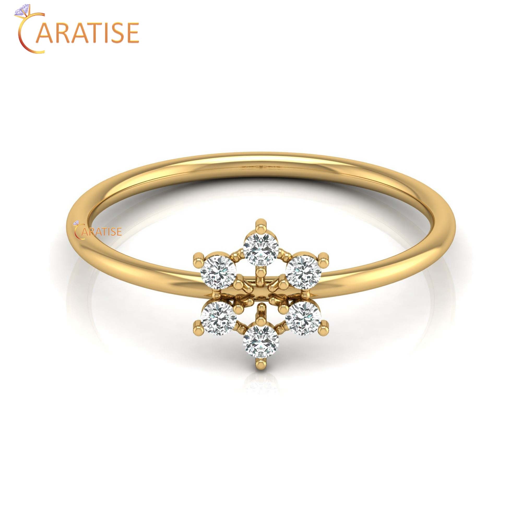 0.16 TDW Round Cut Women's Minimalist Diamond Ring
