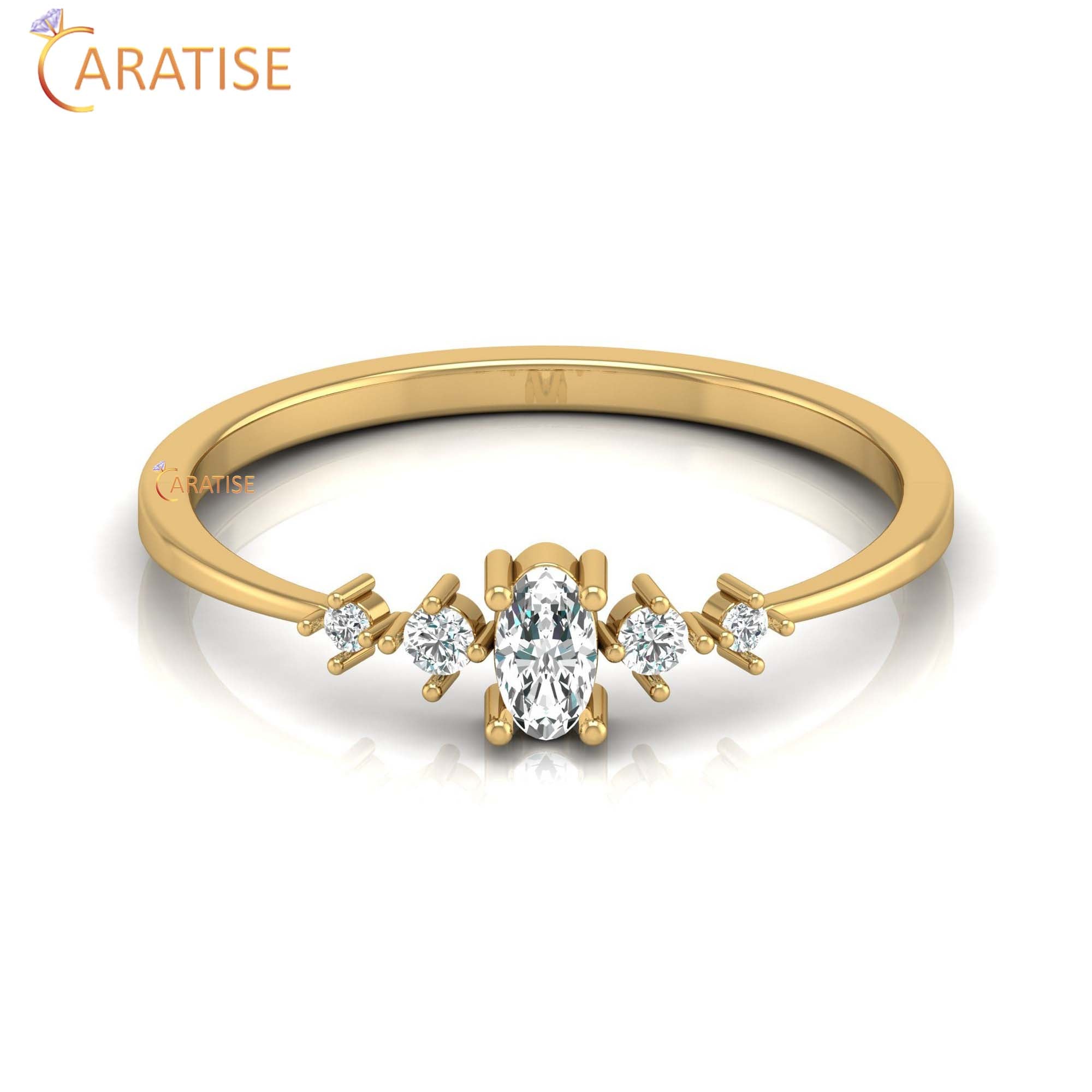 0.17 TDW Round & Oval Cut women's Minimalist Diamond Ring