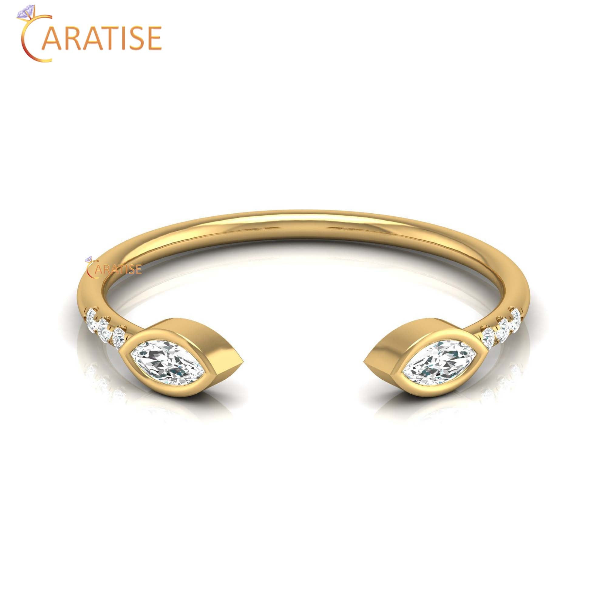 0.13 TDW Round & Marquise Cut Minimalist Women's Diamond Ring