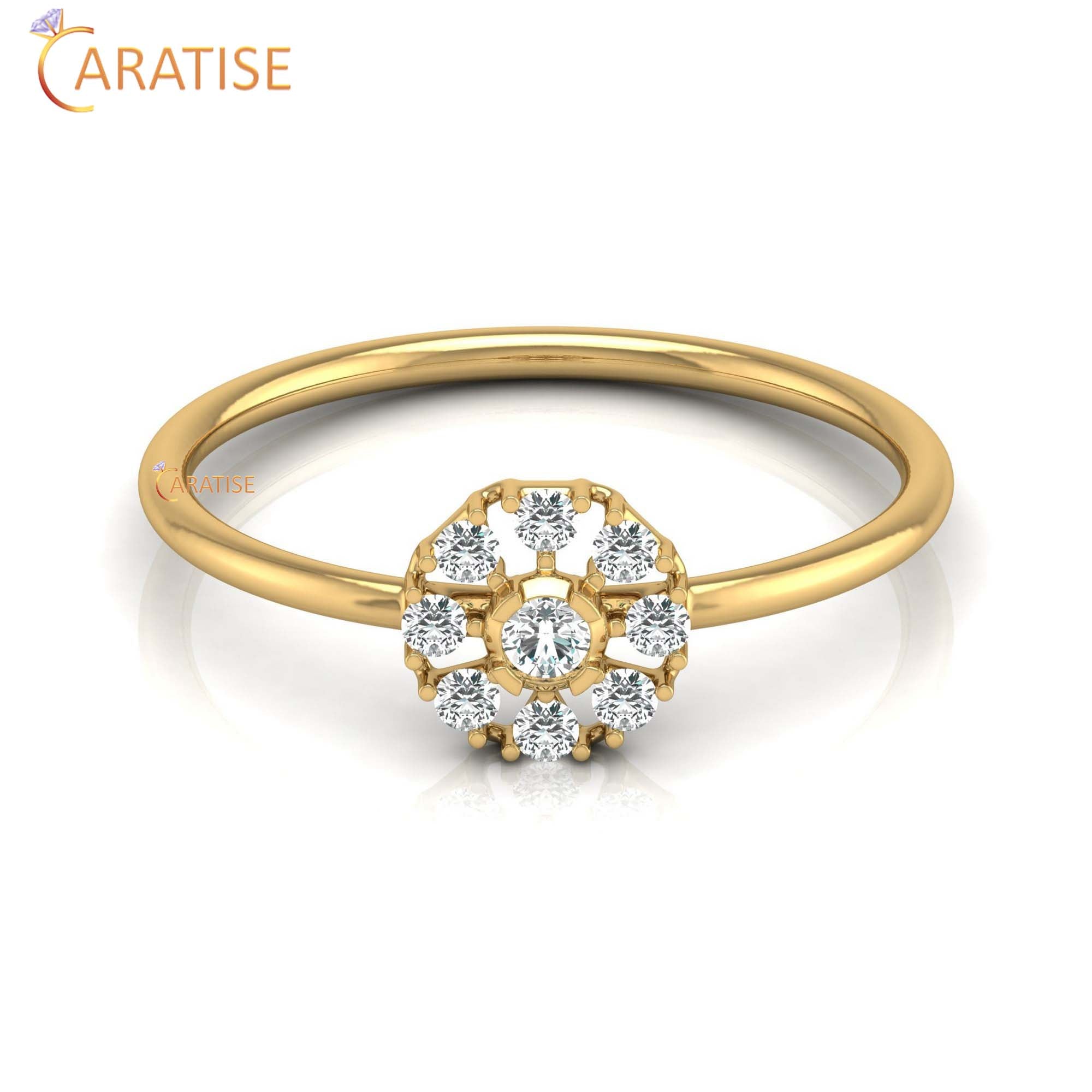 0.18 TDW Round Cut Minimalist Women's Diamond Ring