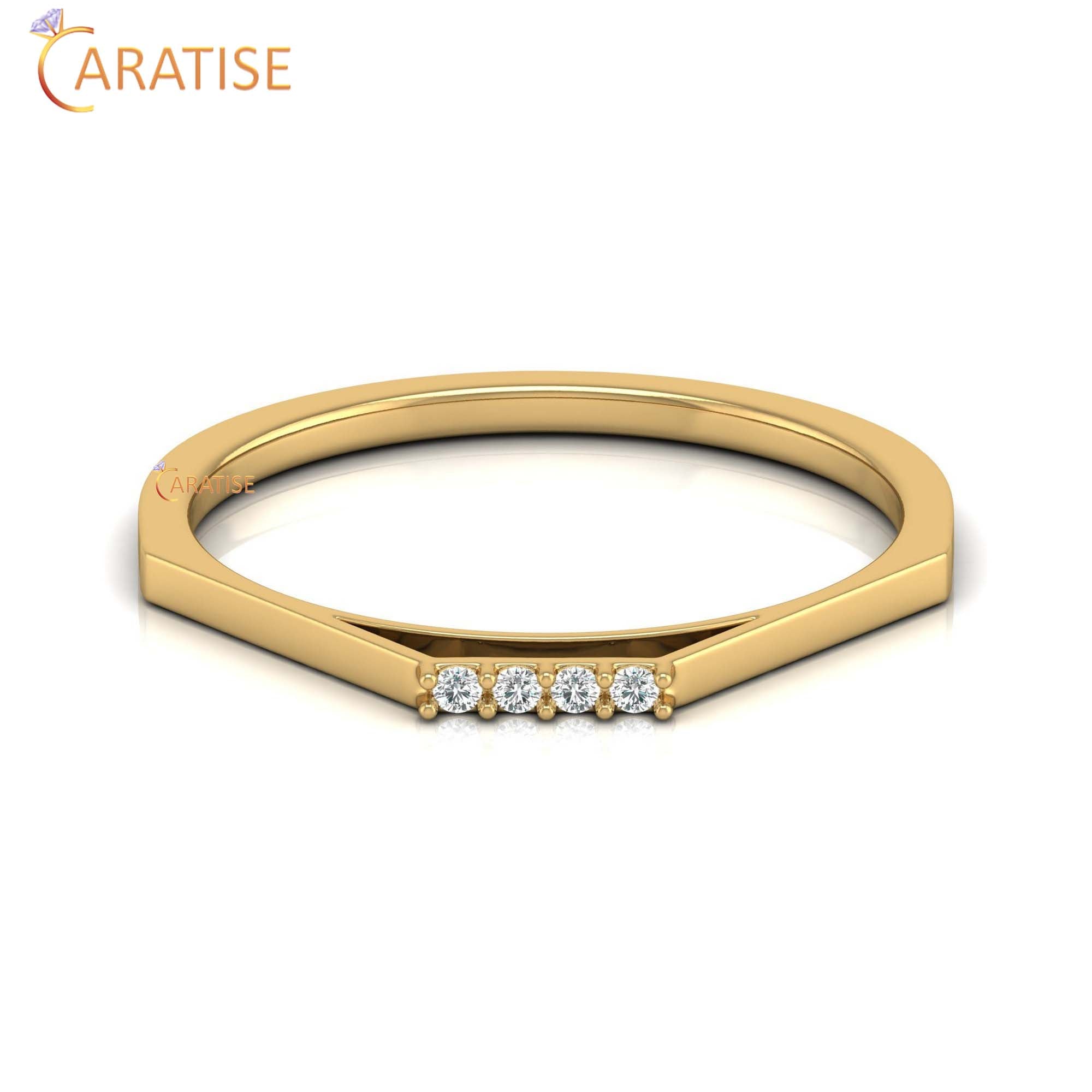 0.03 TDW Round Cut Women's Minimalist Diamond Ring