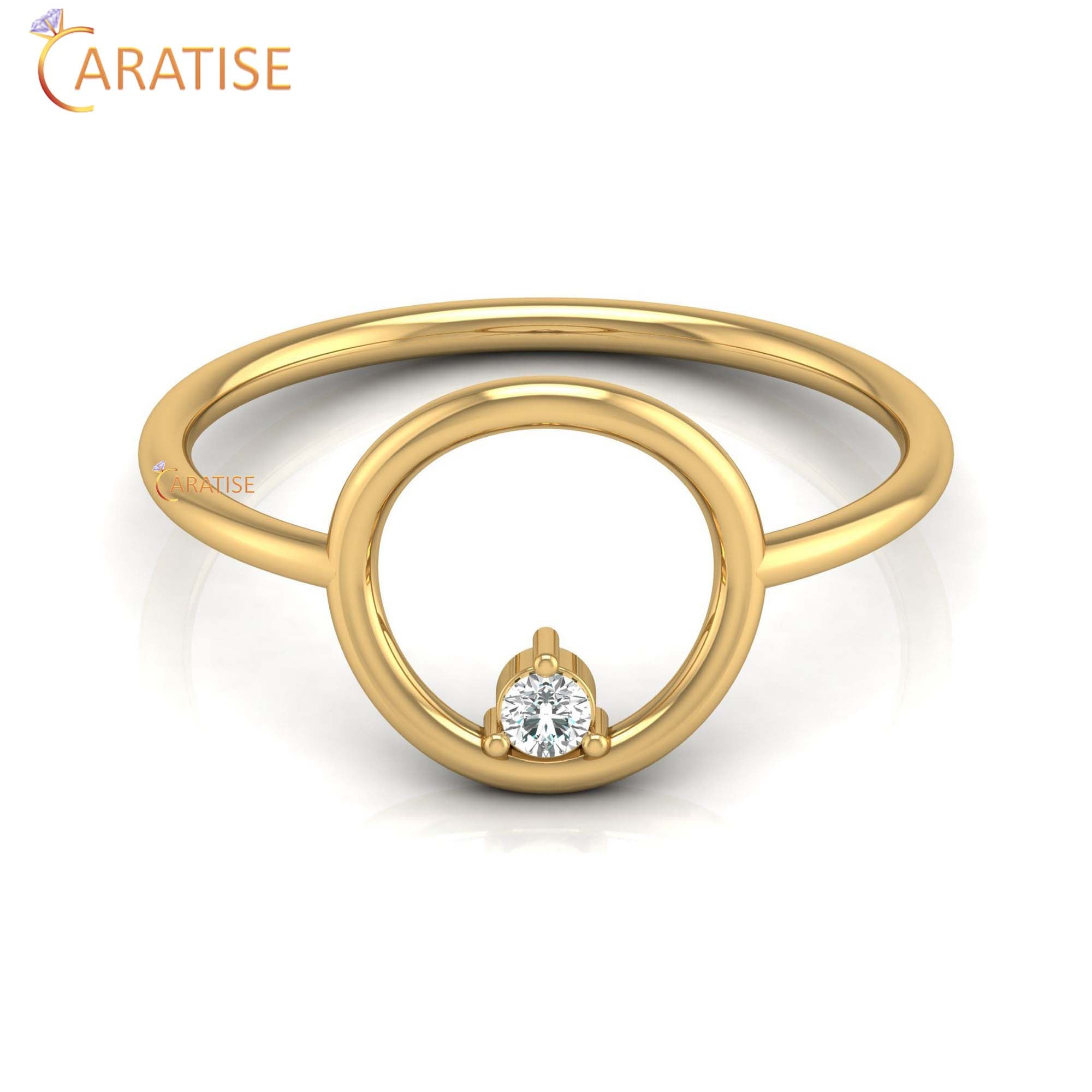 0.04 TDW Round Cut Women's Minimalist Diamond Ring