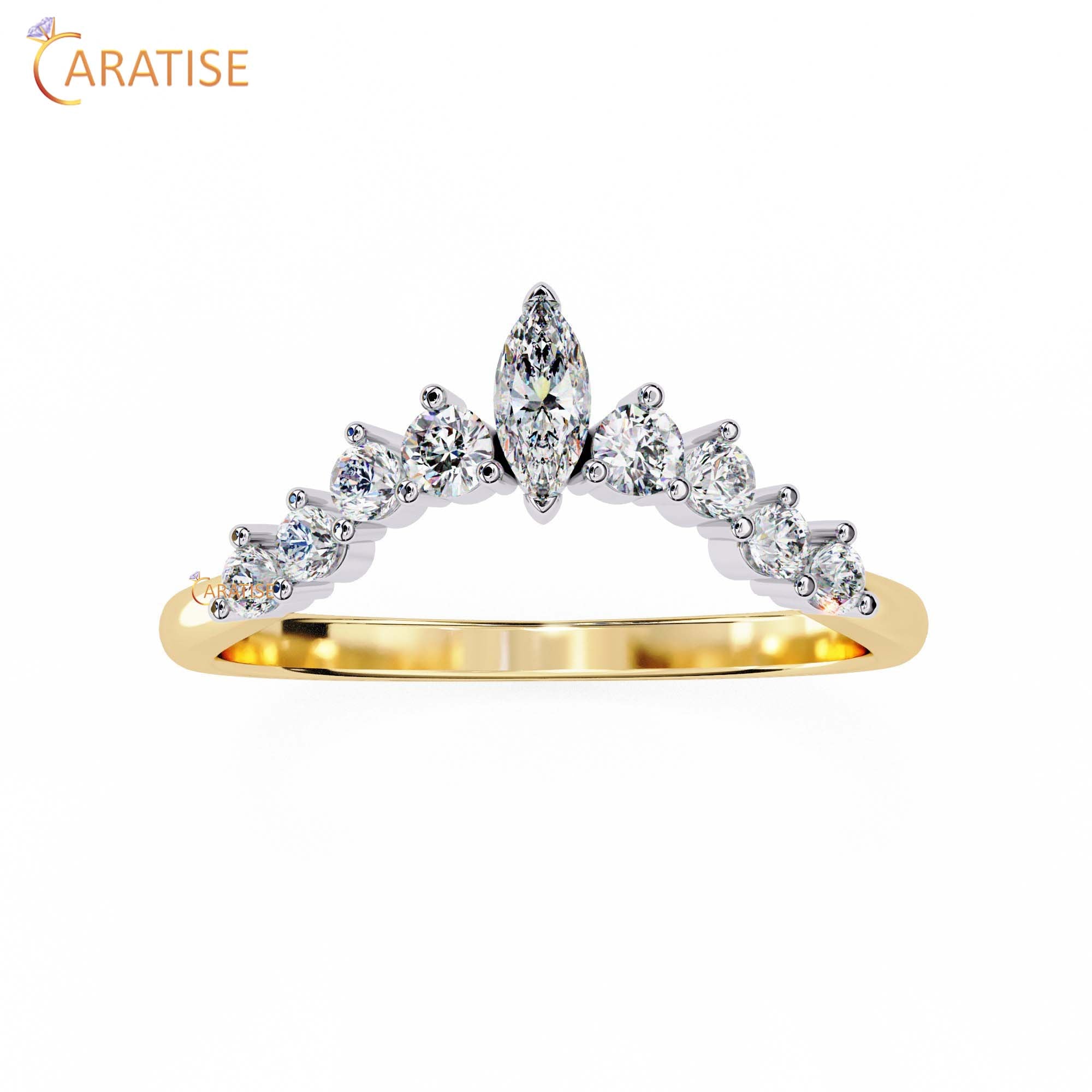 0.39 TDW Round & Marquise Cut Minimalist Diamond Women's Ring