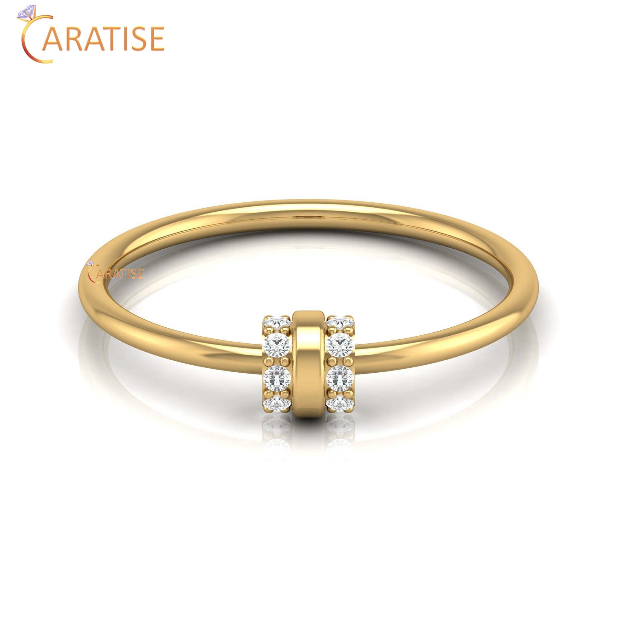 0.07 TDW Round Cut Women's Minimalist Diamond Ring