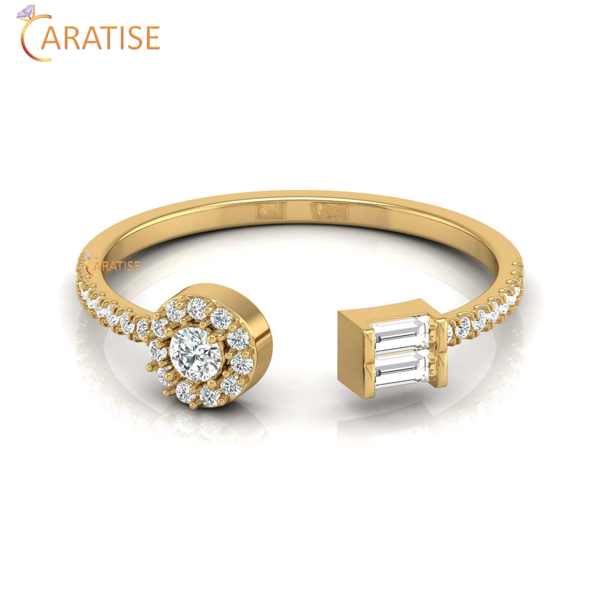 0.25 TDW Round & Baguette Cut Women's Minimalist Diamond Ring