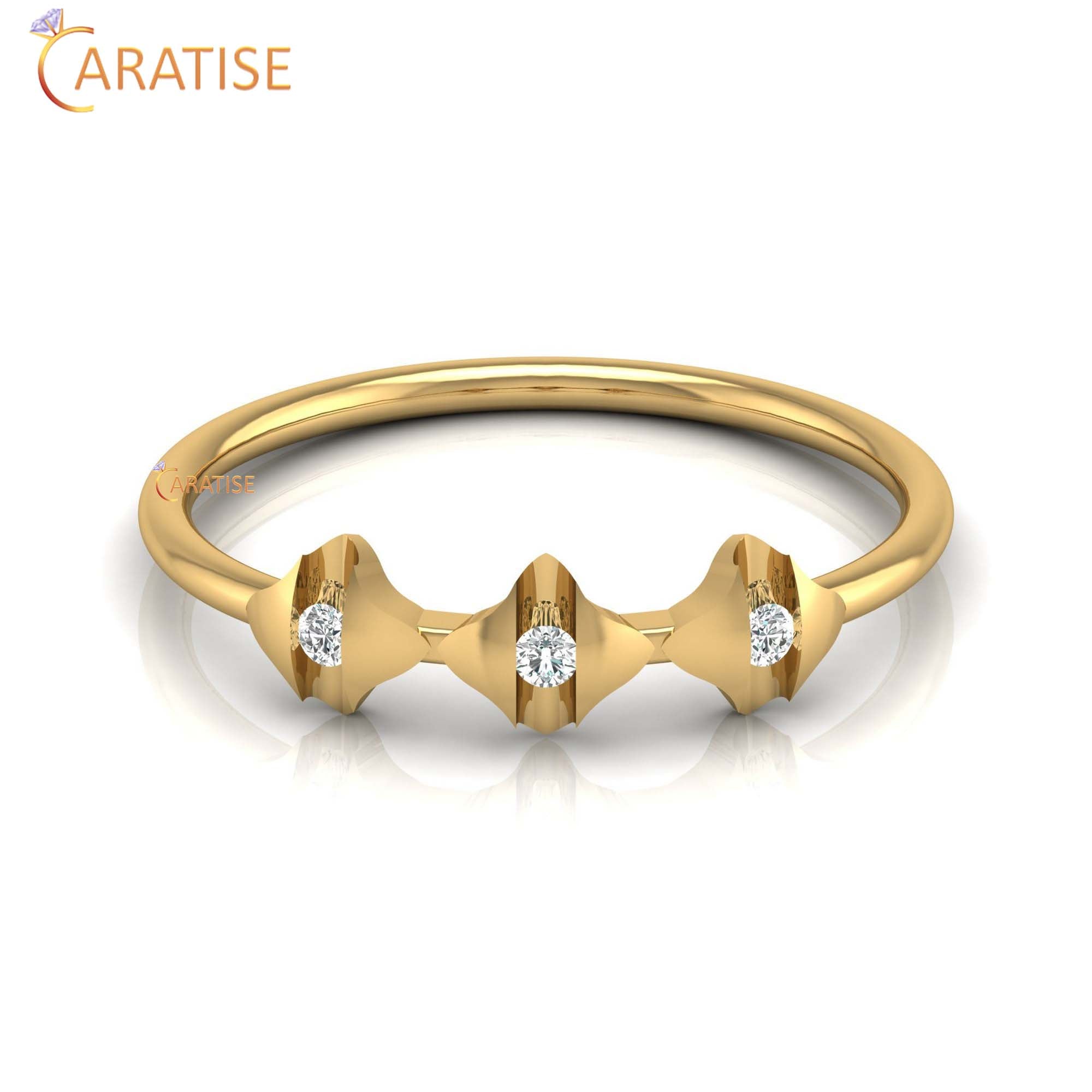 0.05 TDW Round Cut Minimalist Women's Diamond Ring