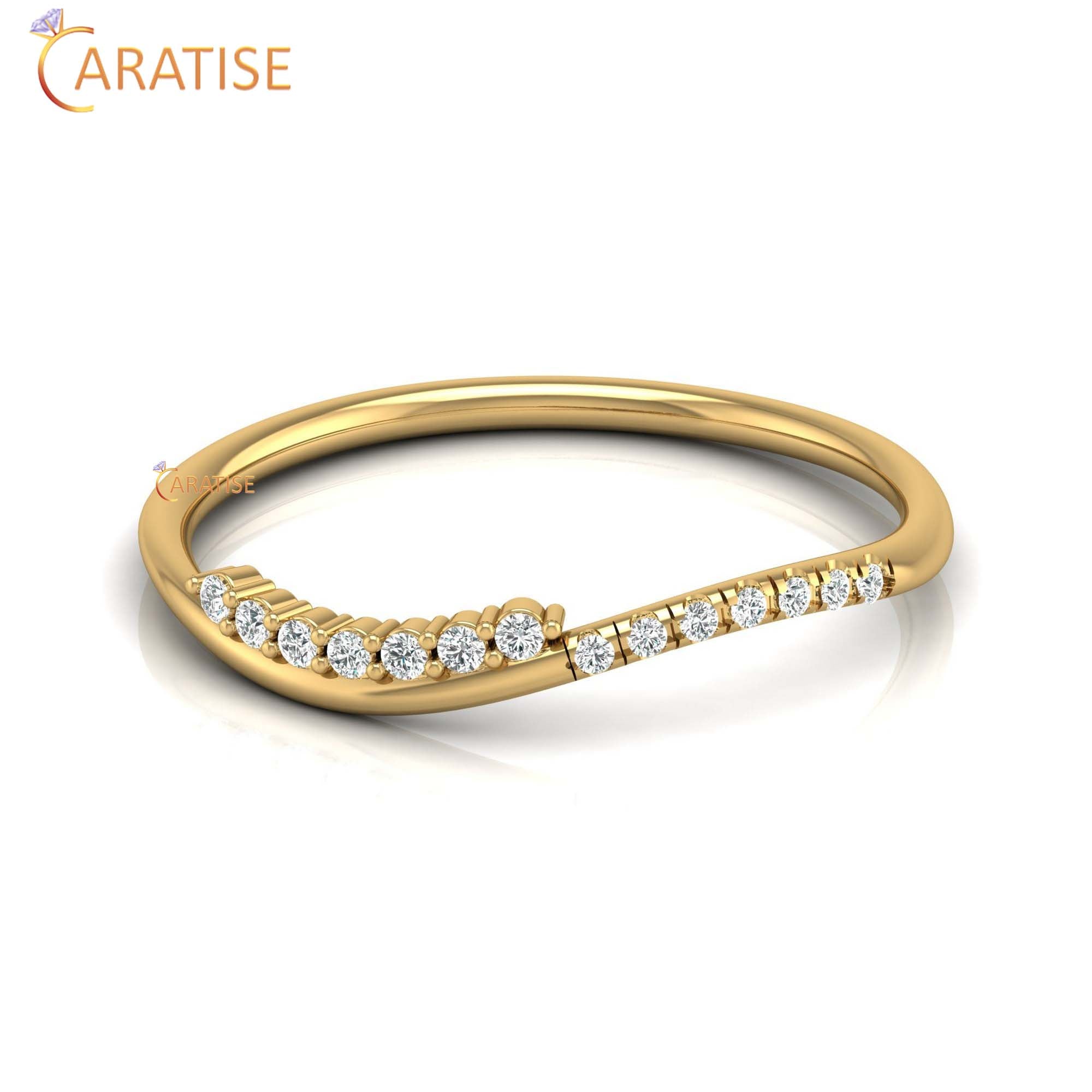 0.07 TDW Round Cut Minimalist Women's Diamond Ring