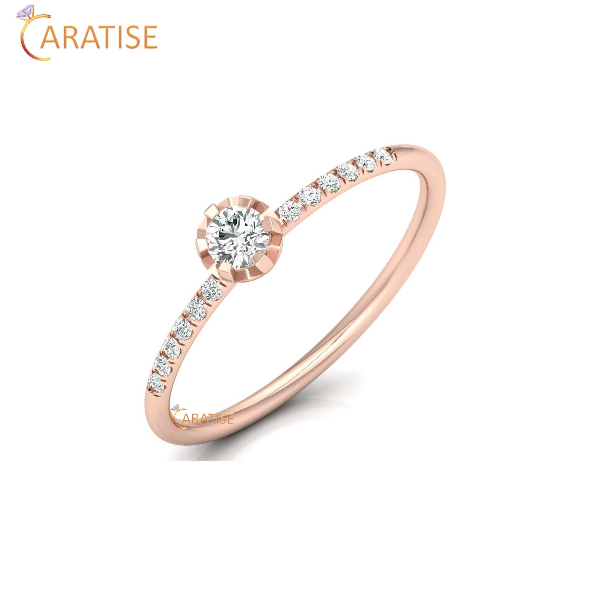 0.19 TDW Round Cut Minimalist Women's Diamond Ring