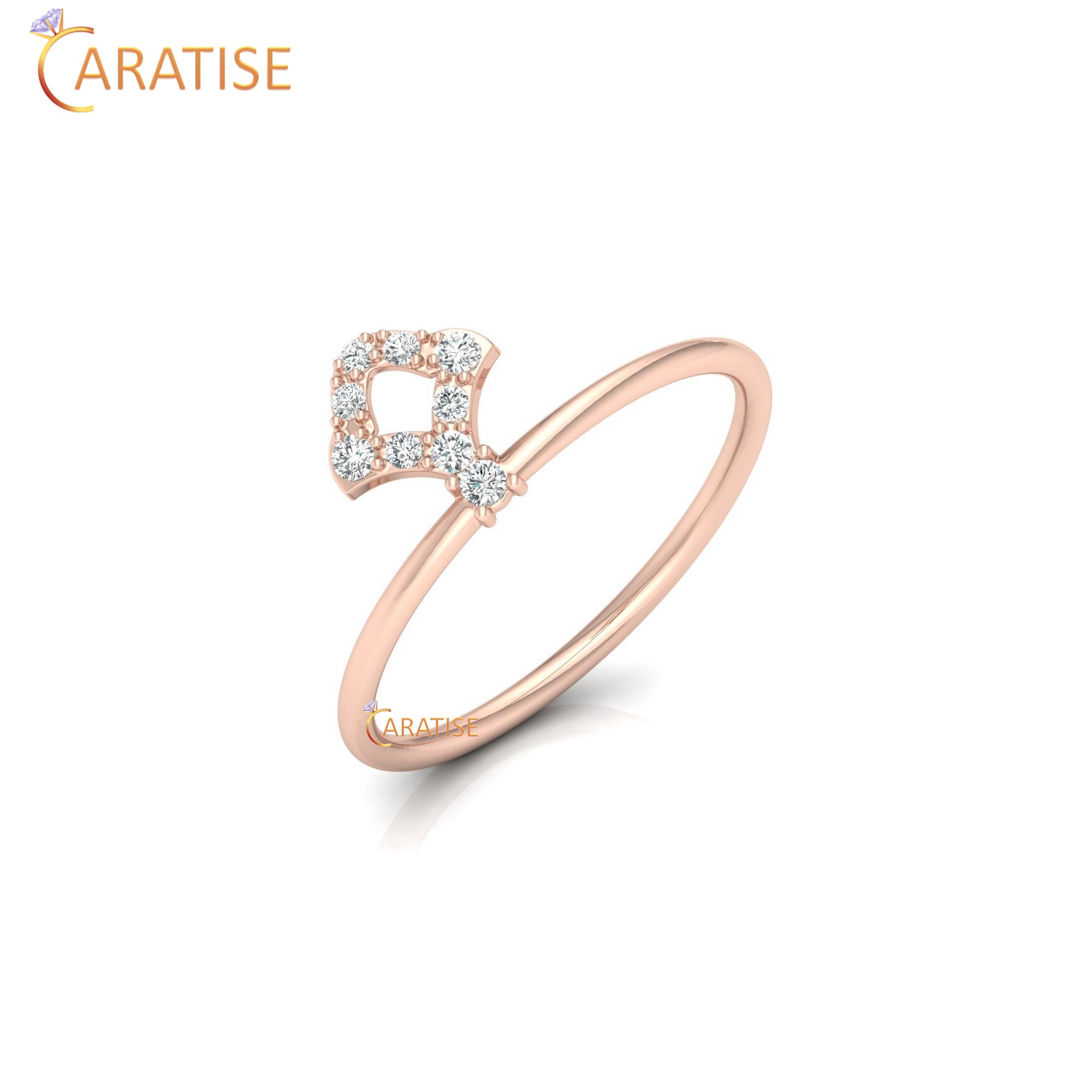 0.10 TDW Round Cut Minimalist Women's Diamond Ring