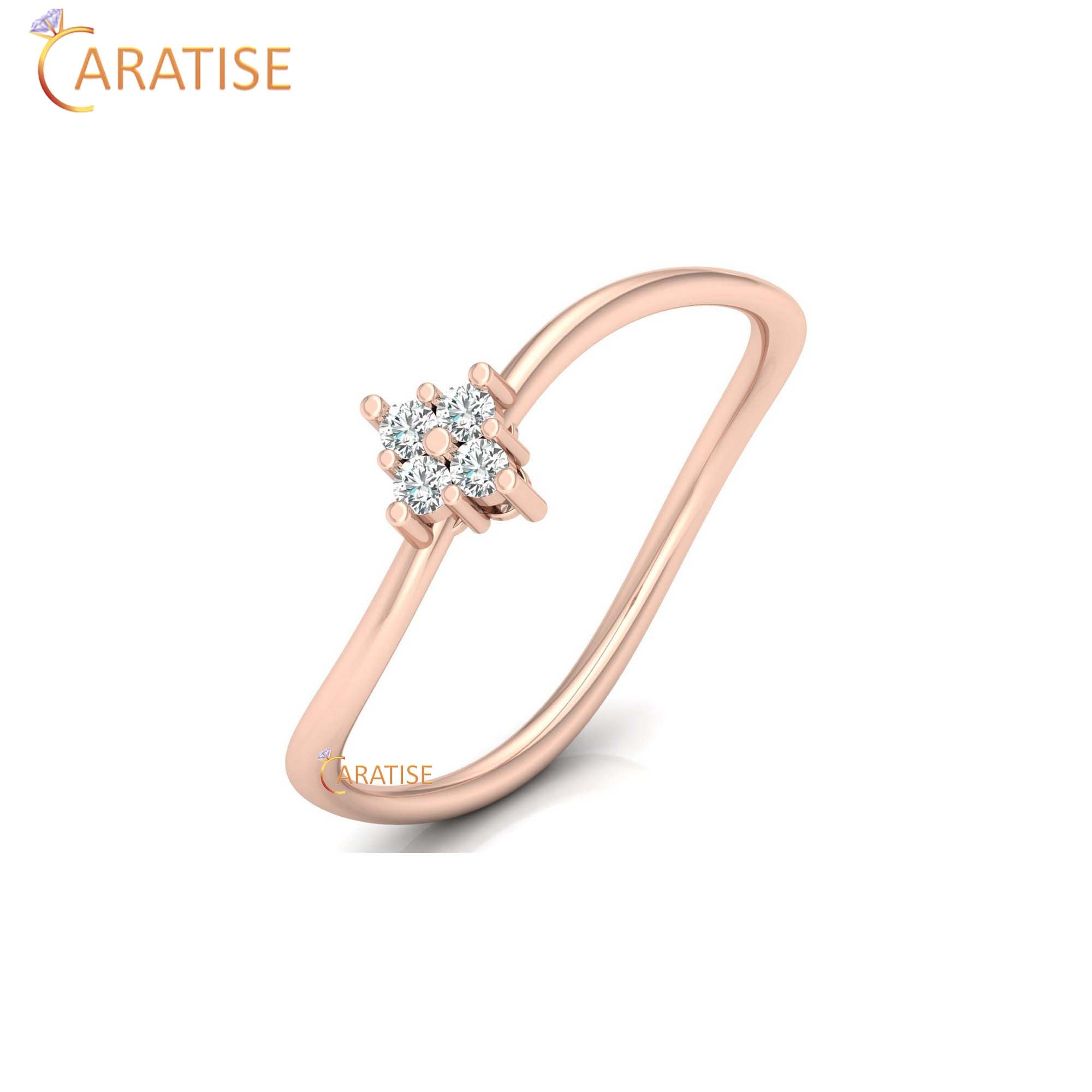 0.07 TDW Round Cut Minimalist Women's Diamond Ring