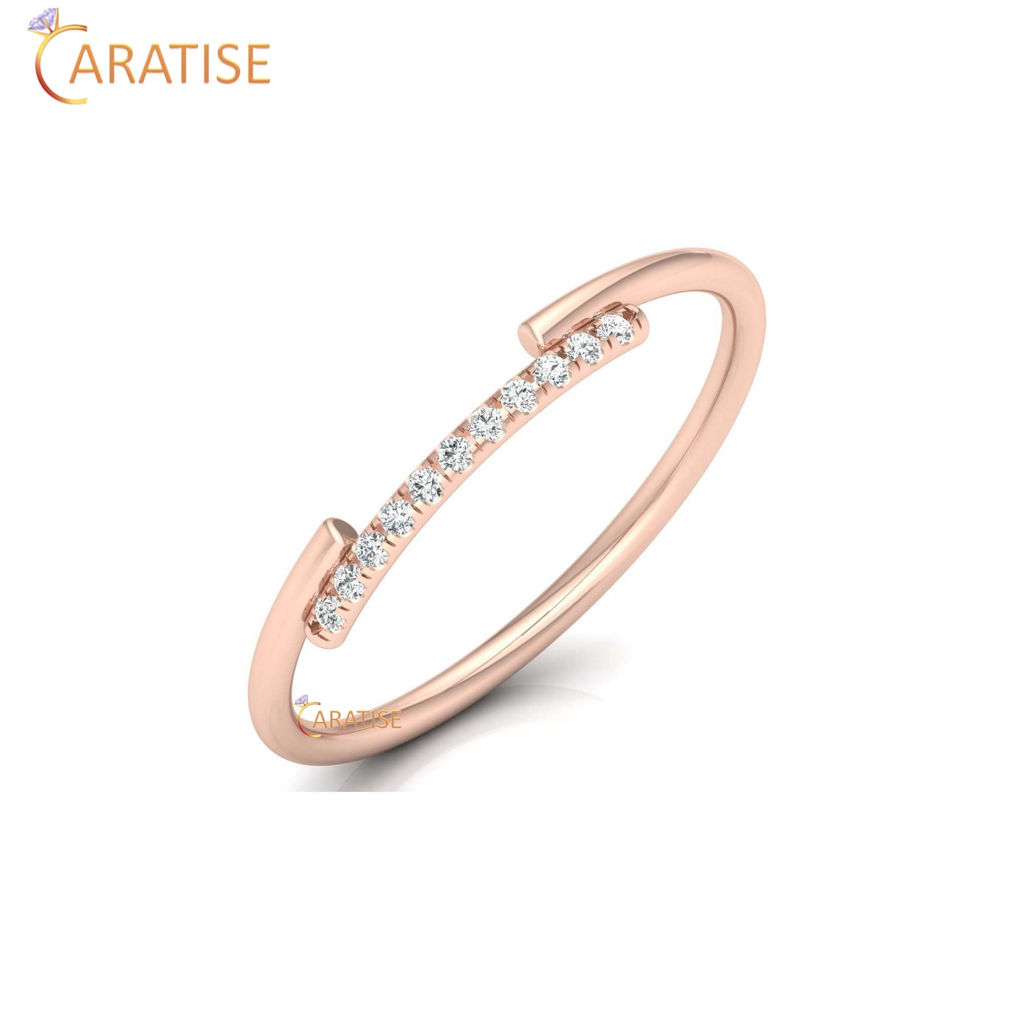 0.05 TDW Round Cut Minimalist Women's Diamond Ring