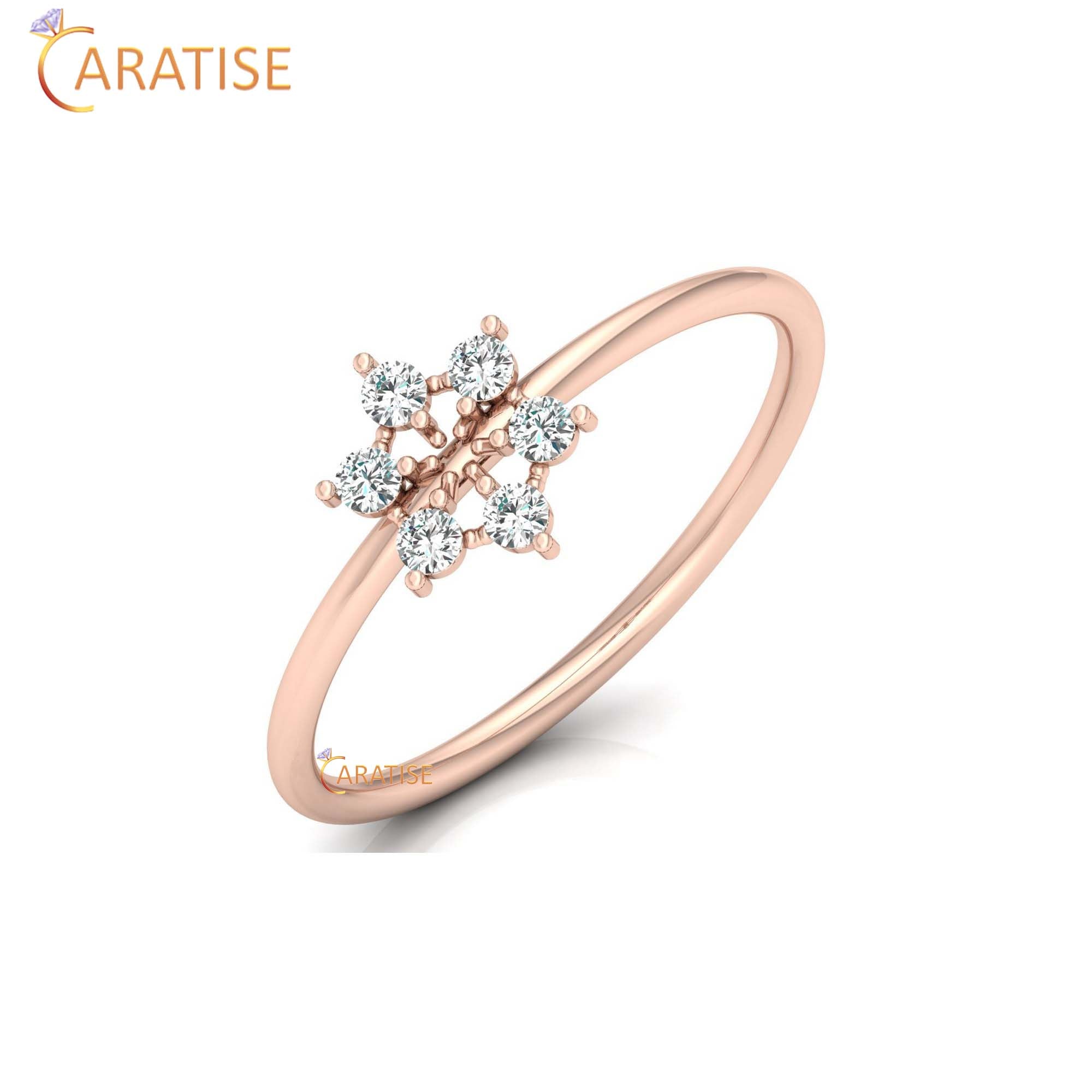 0.16 TDW Round Cut Women's Minimalist Diamond Ring